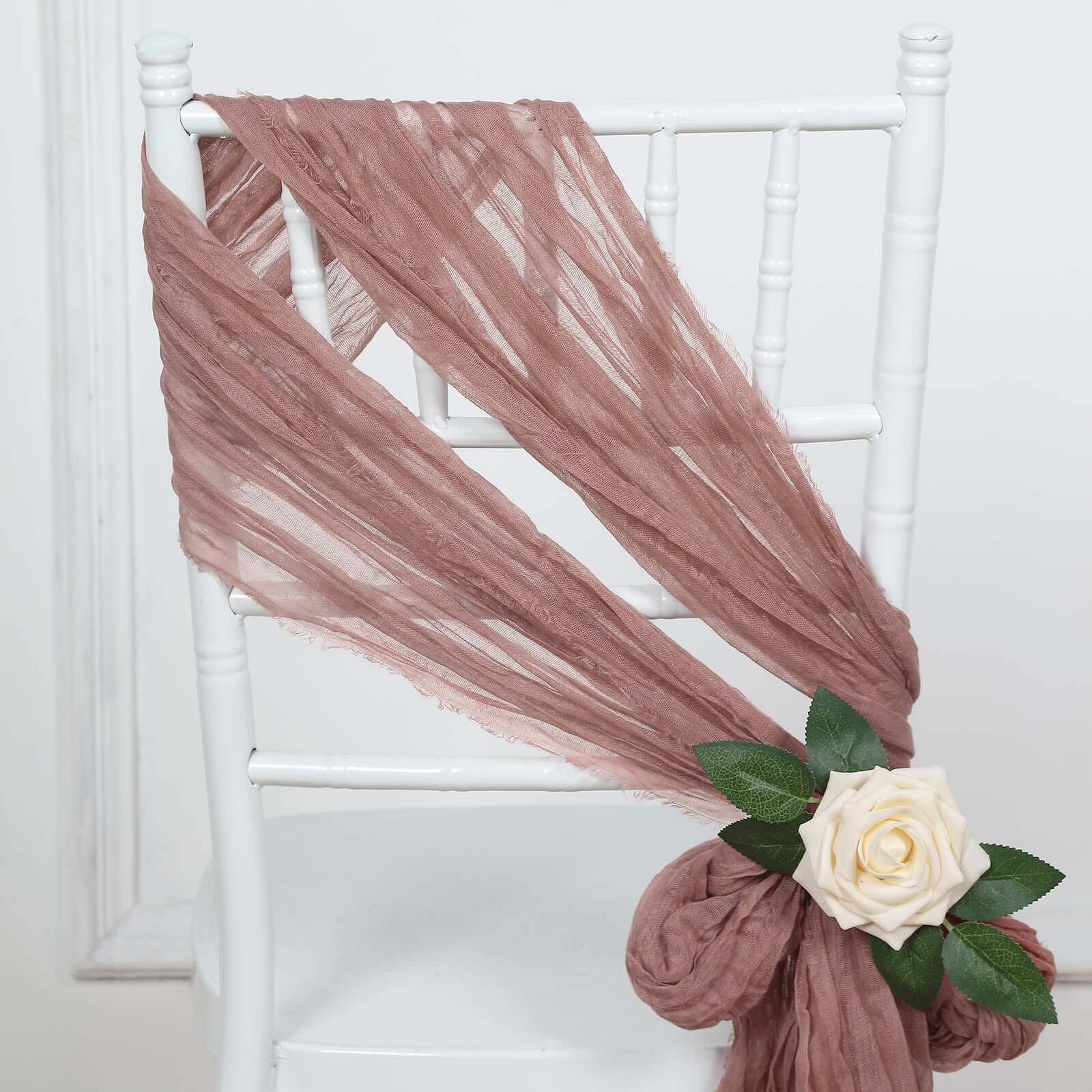 5 Pack Cheesecloth Gauze Chair Sashes 16"x88" Dusty Rose - Boho Decorative Accent - Image 7