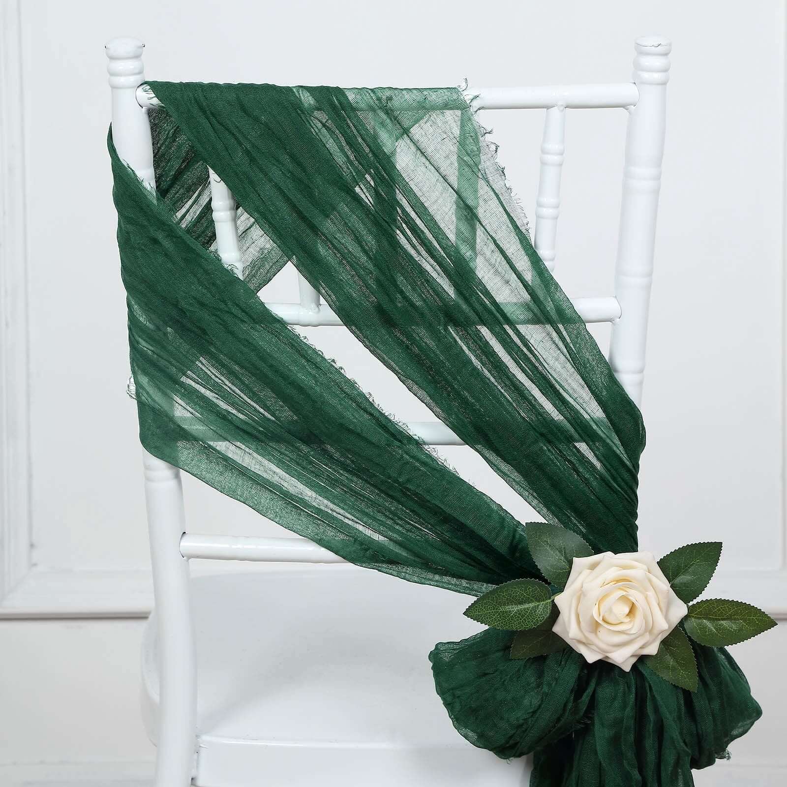 5 Pack Cheesecloth Gauze Chair Sashes 16"x88" Hunter Emerald Green - Boho Decorative Accent - Image 7