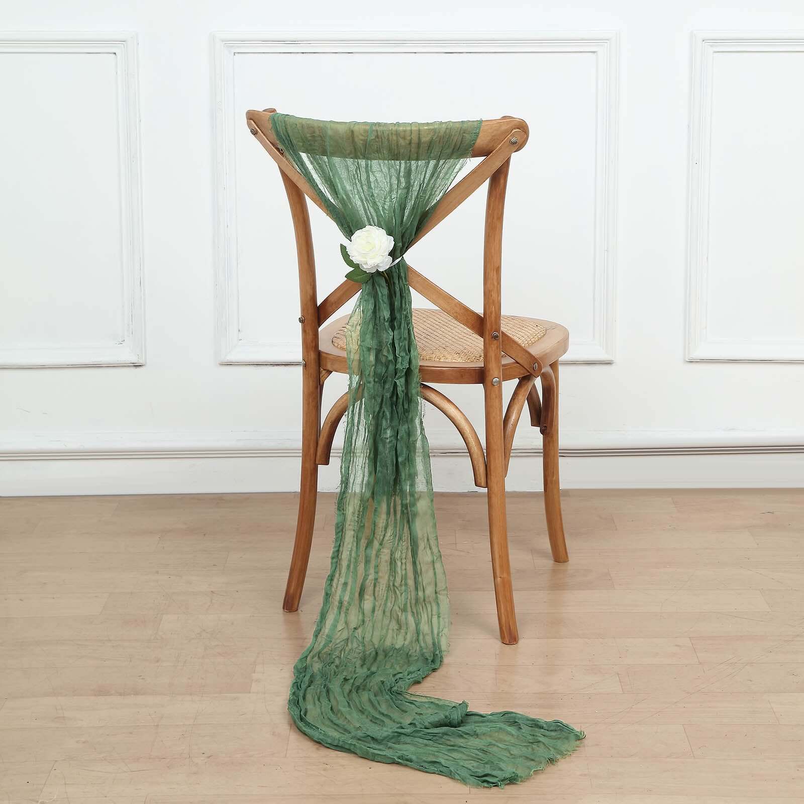 5 Pack Cheesecloth Gauze Chair Sashes 16"x88" Olive Green - Boho Decorative Accent