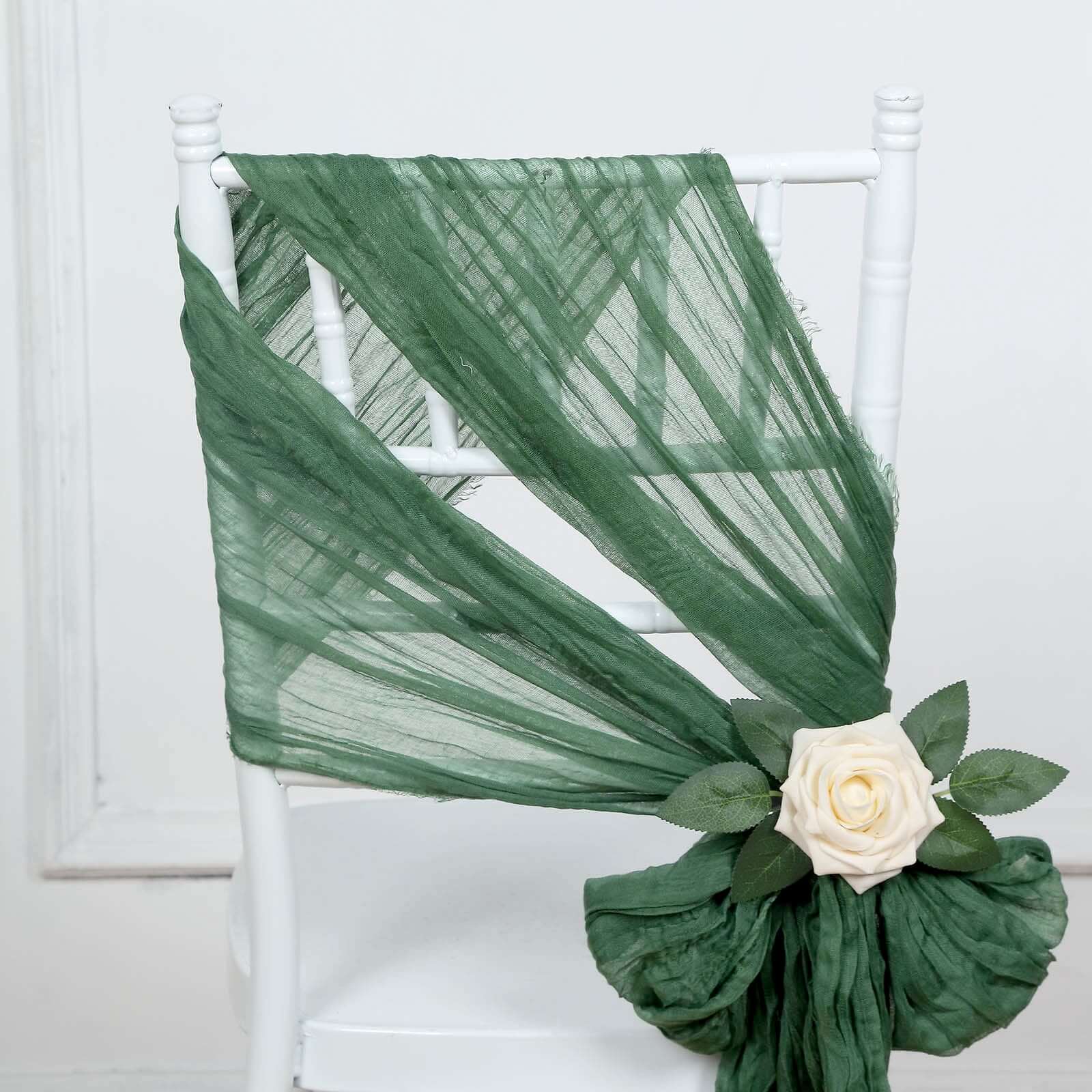 5 Pack Cheesecloth Gauze Chair Sashes 16"x88" Olive Green - Boho Decorative Accent - Image 7