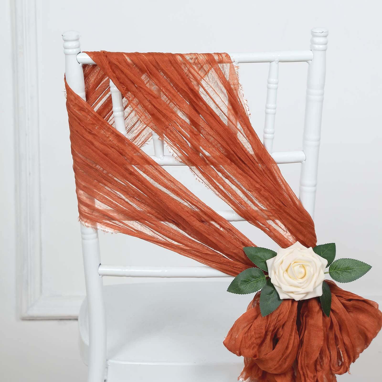 5 Pack Cheesecloth Gauze Chair Sashes 16"x88" Terracotta (Rust) - Boho Decorative Accent - Image 6