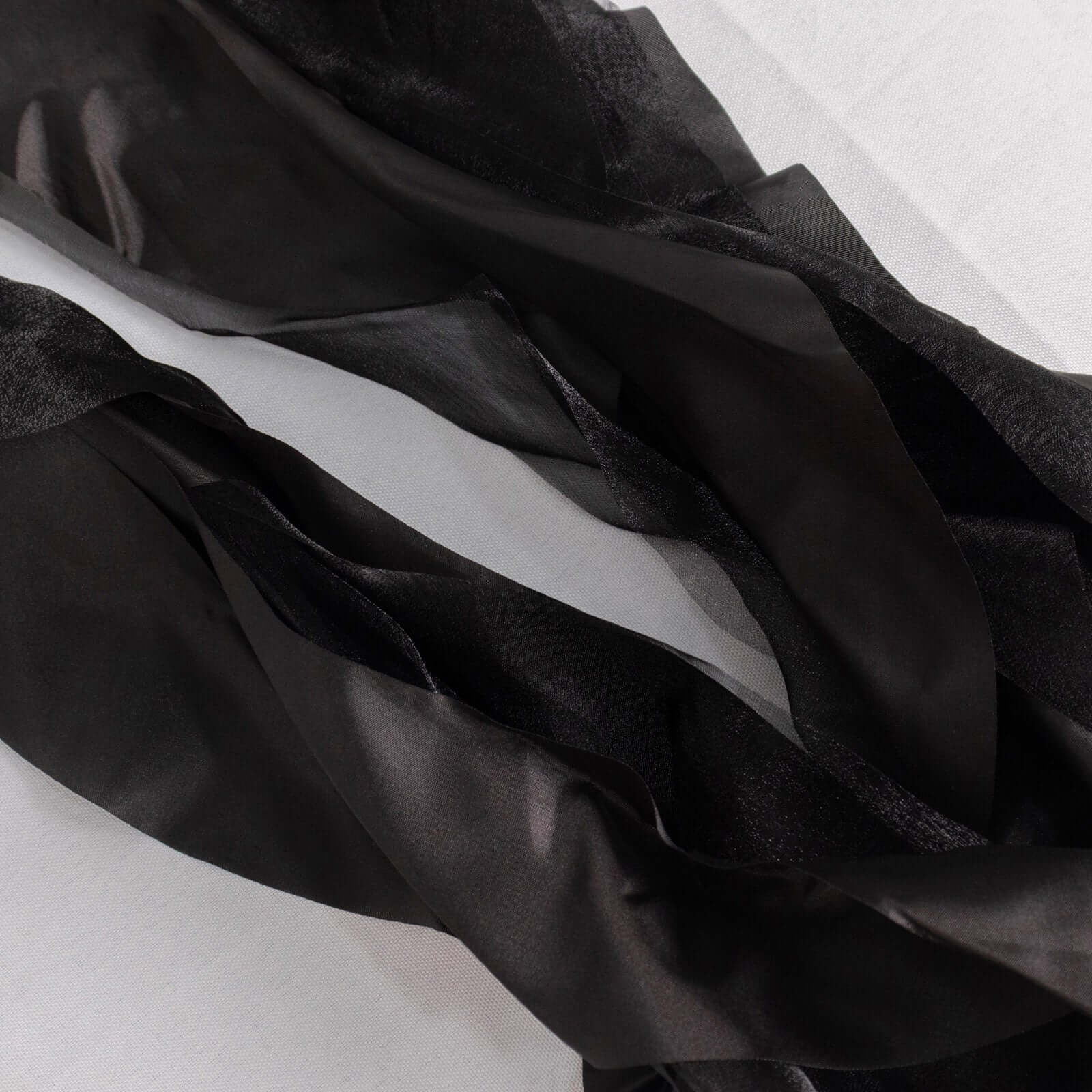5 Pack Chiffon Satin Chair Sashes Black Curly Willow Style - Easy to Use Flowy Chair Bows for Soft & Romantic Event Decor - Image 3