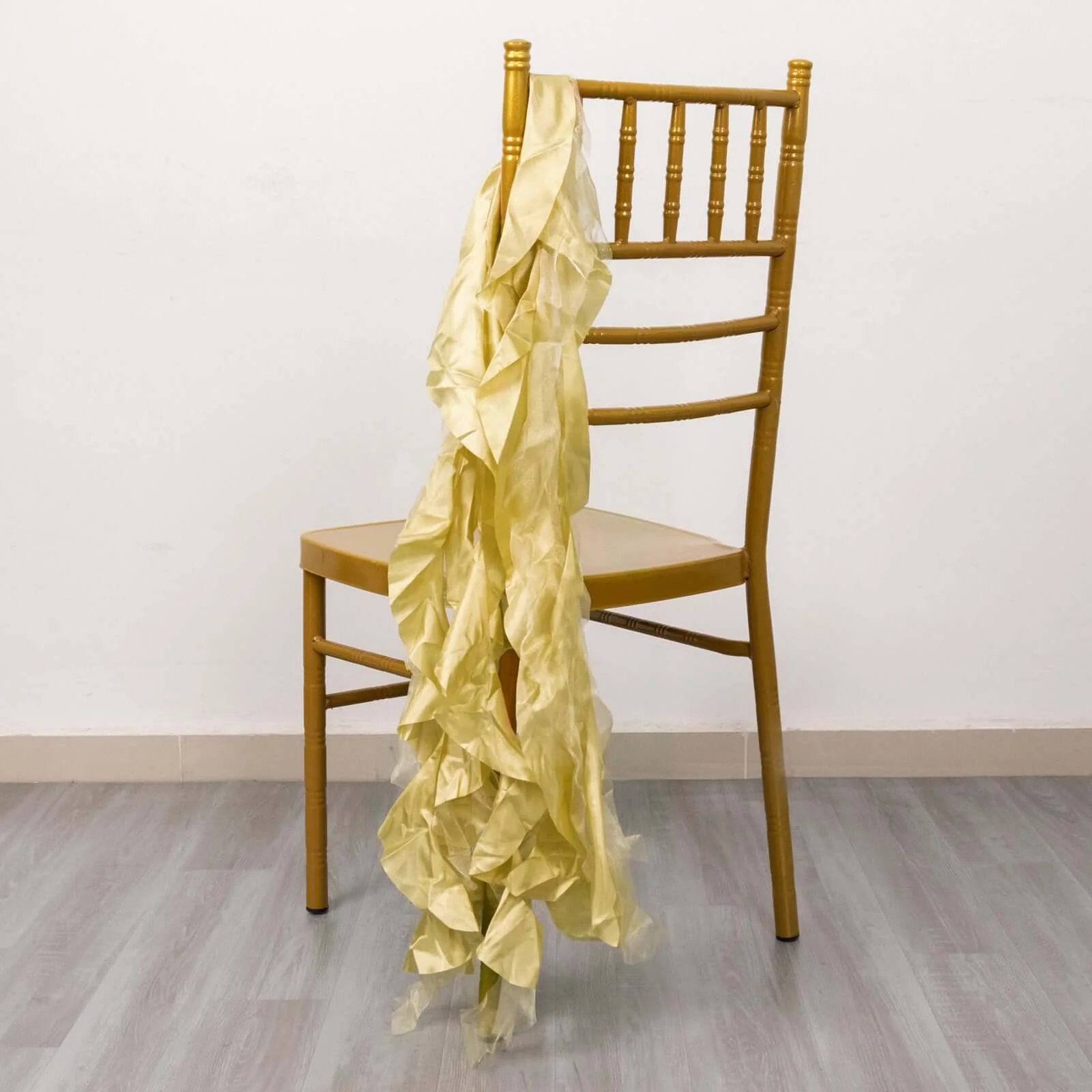 5 Pack Chiffon Satin Chair Sashes Champagne Curly Willow Style - Easy to Use Flowy Chair Bows - Image 17