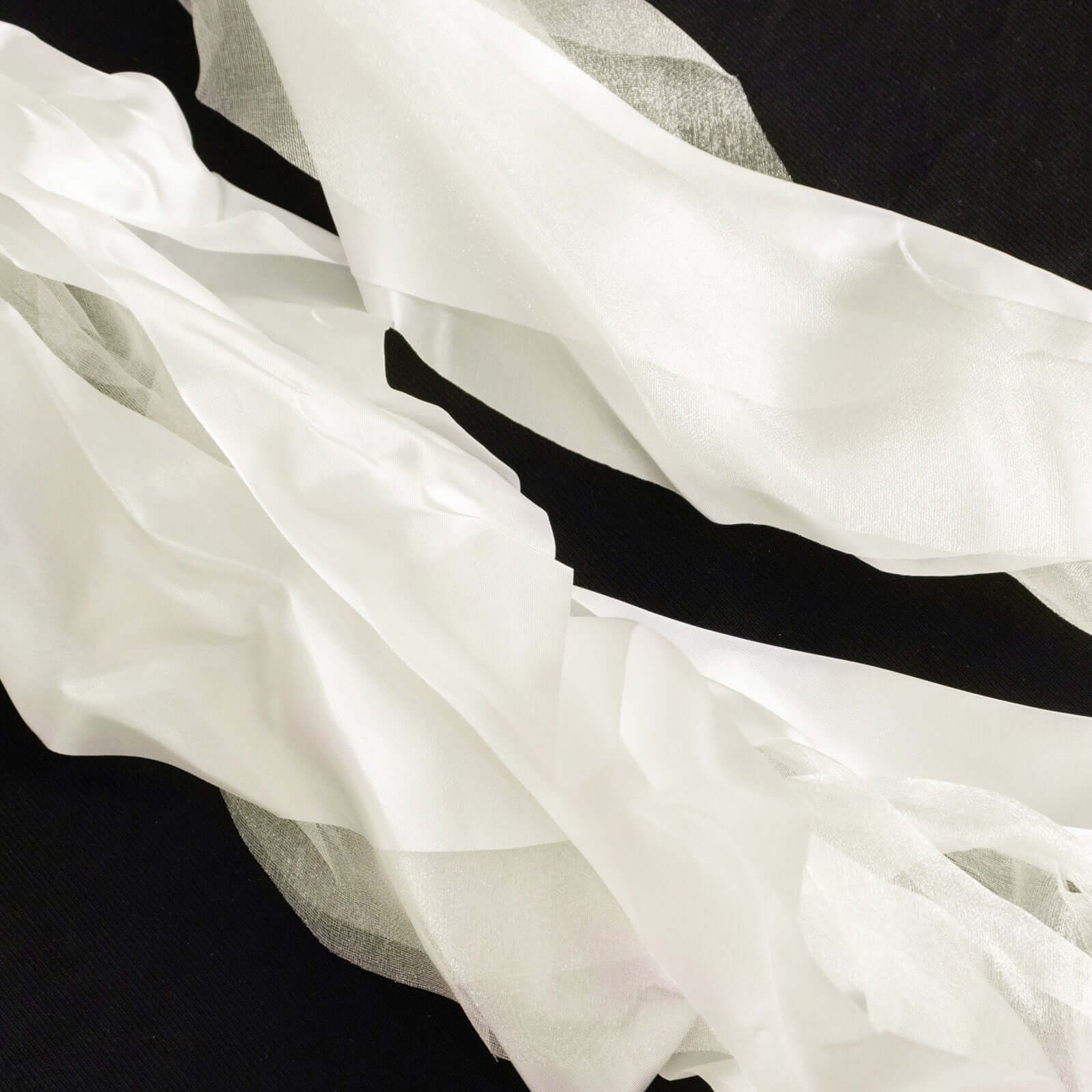 5 Pack Chiffon Satin Chair Sashes Ivory Curly Willow Style - Easy to Use Flowy Chair Bows - Image 3