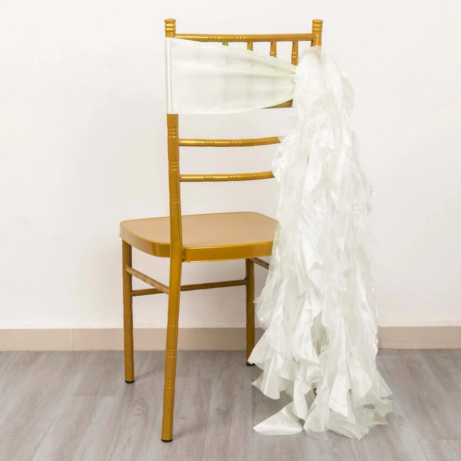 5 Pack Chiffon Satin Chair Sashes Ivory Curly Willow Style - Easy to Use Flowy Chair Bows - Image 7
