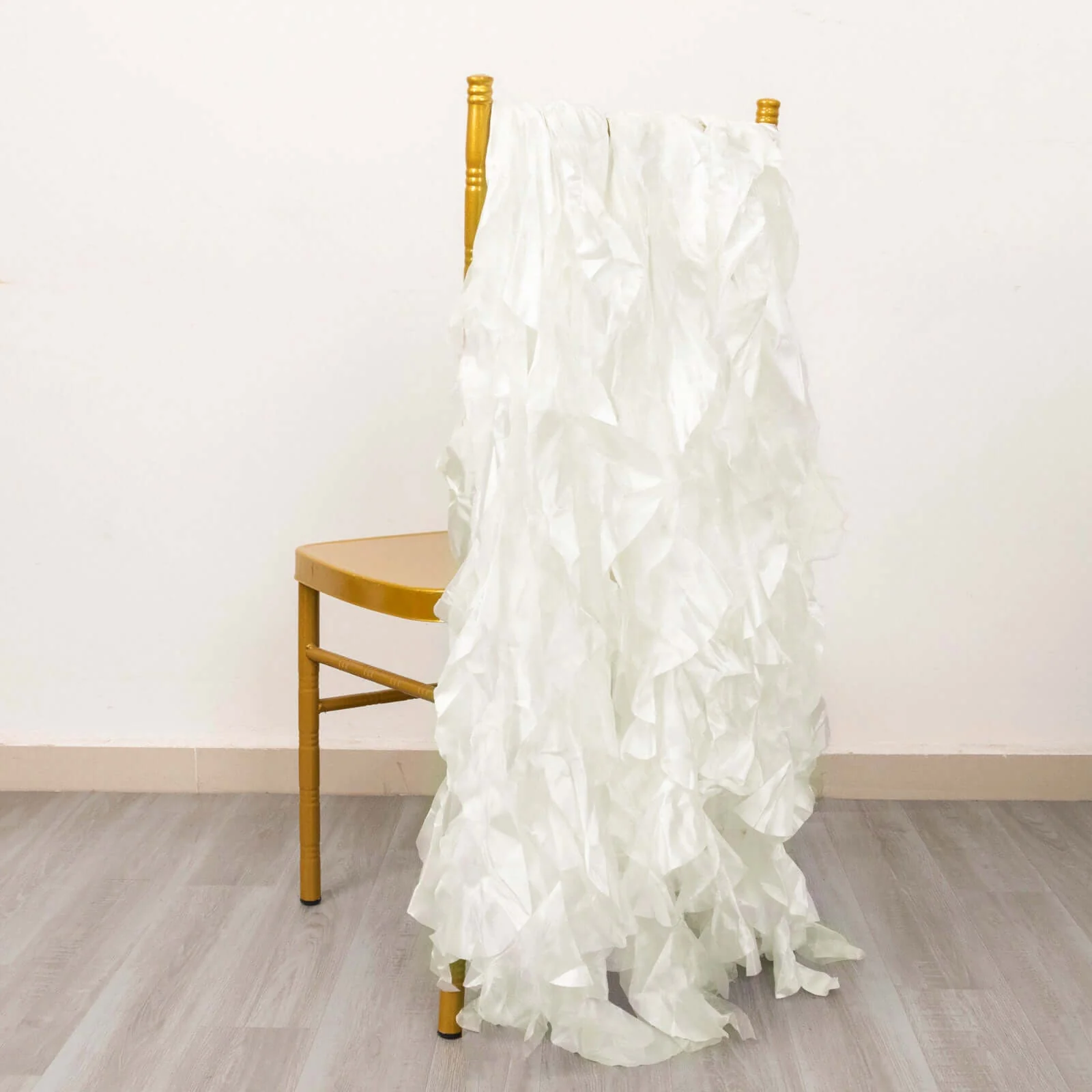 5 Pack Chiffon Satin Chair Sashes Ivory Curly Willow Style - Easy to Use Flowy Chair Bows - Image 8