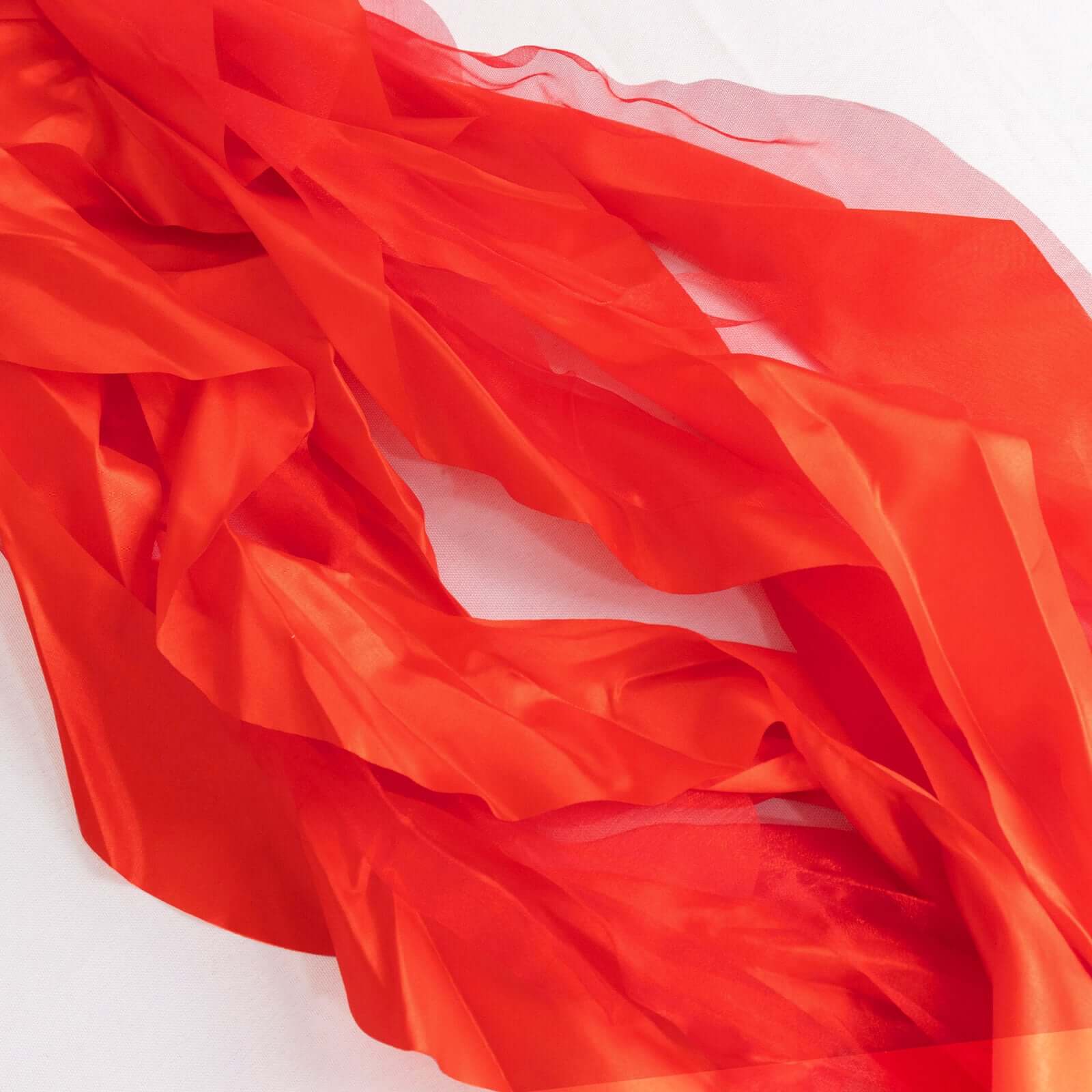 5 Pack Chiffon Satin Chair Sashes Red Curly Willow Style - Easy to Use Flowy Chair Bows - Image 3