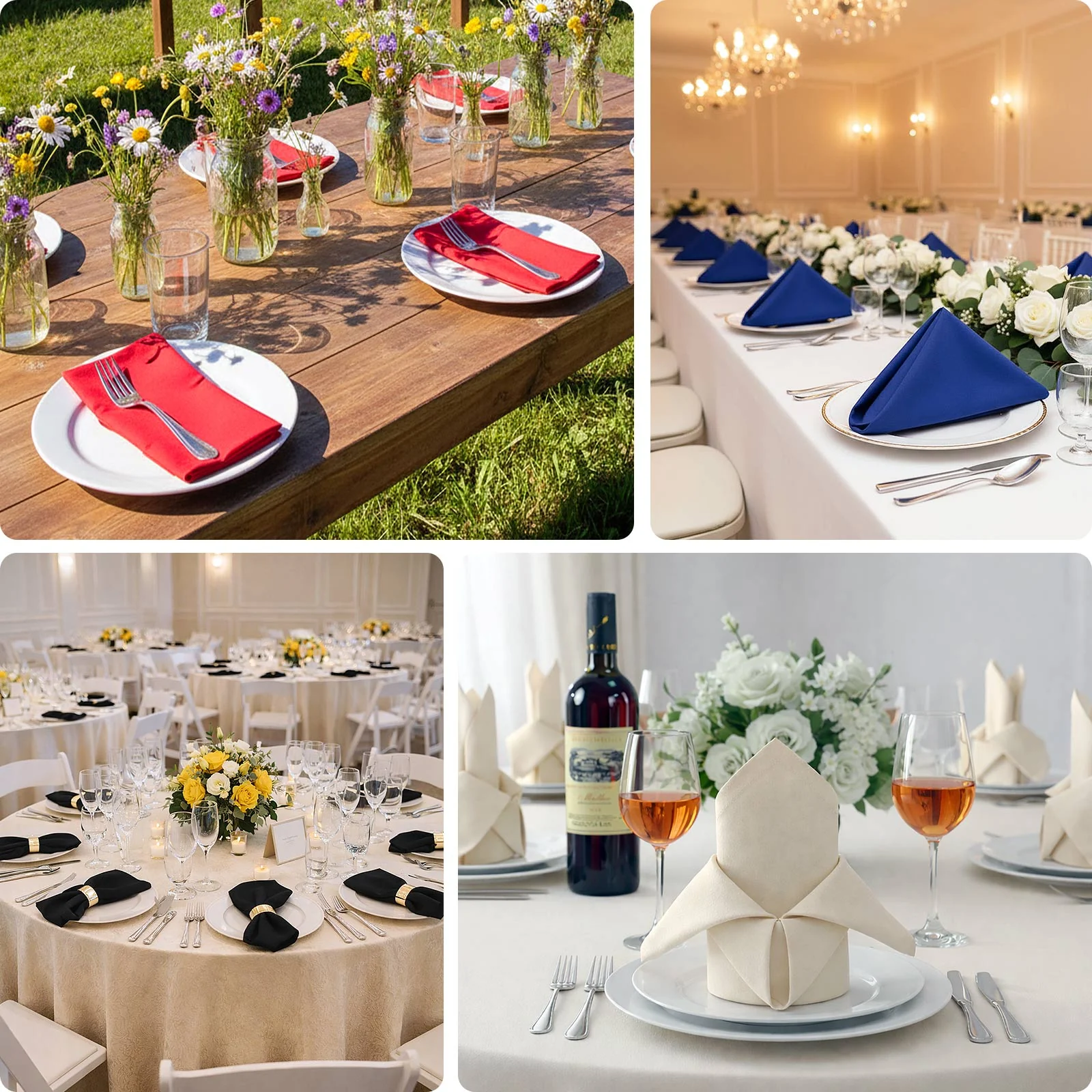 5 Pack Cotton Blend Napkins 20"x20" Ivory - Durable & Wrinkle Resistant Cloth Napkins - Image 5