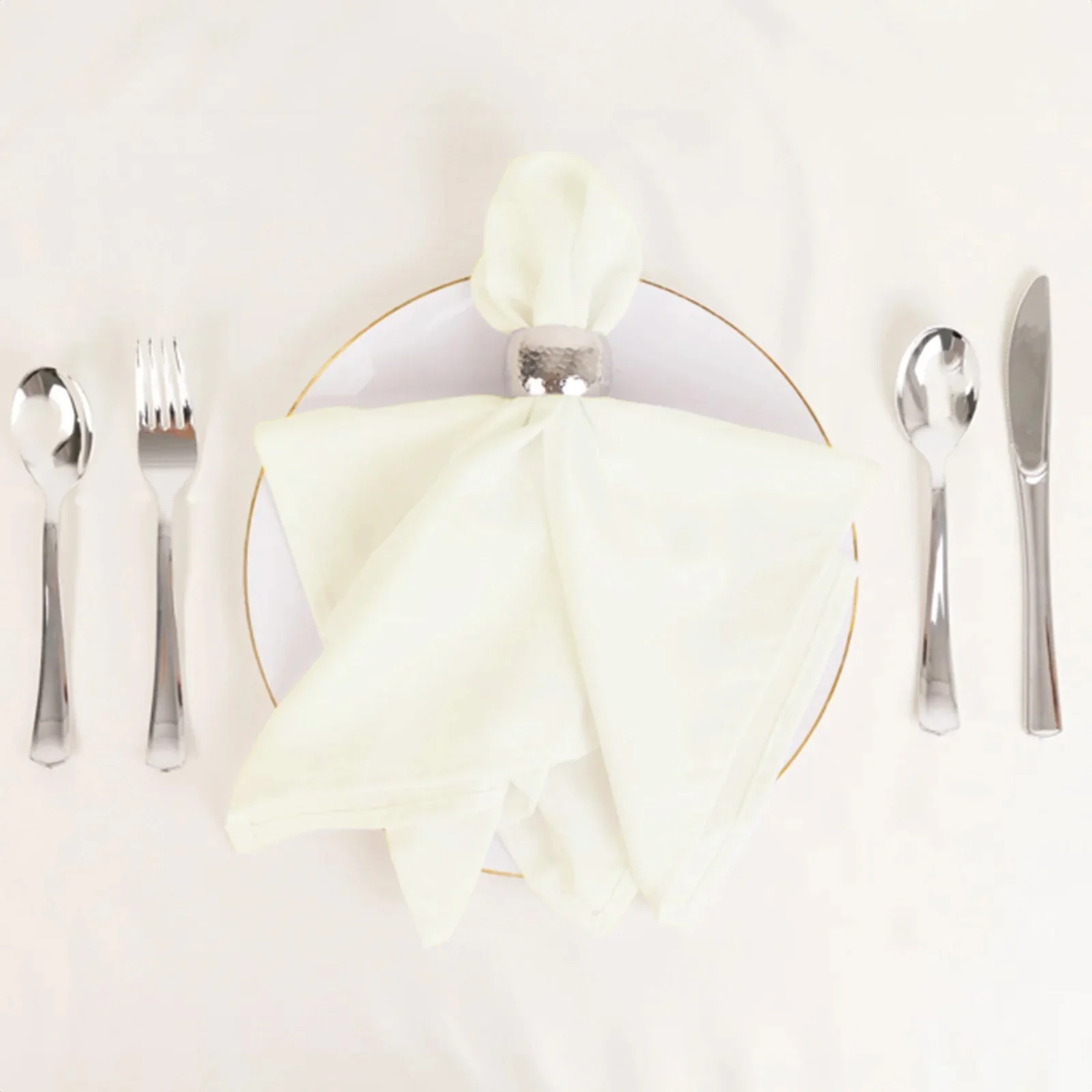 5 Pack Cotton Blend Napkins 20"x20" Ivory - Durable & Wrinkle Resistant Cloth Napkins - Image 7