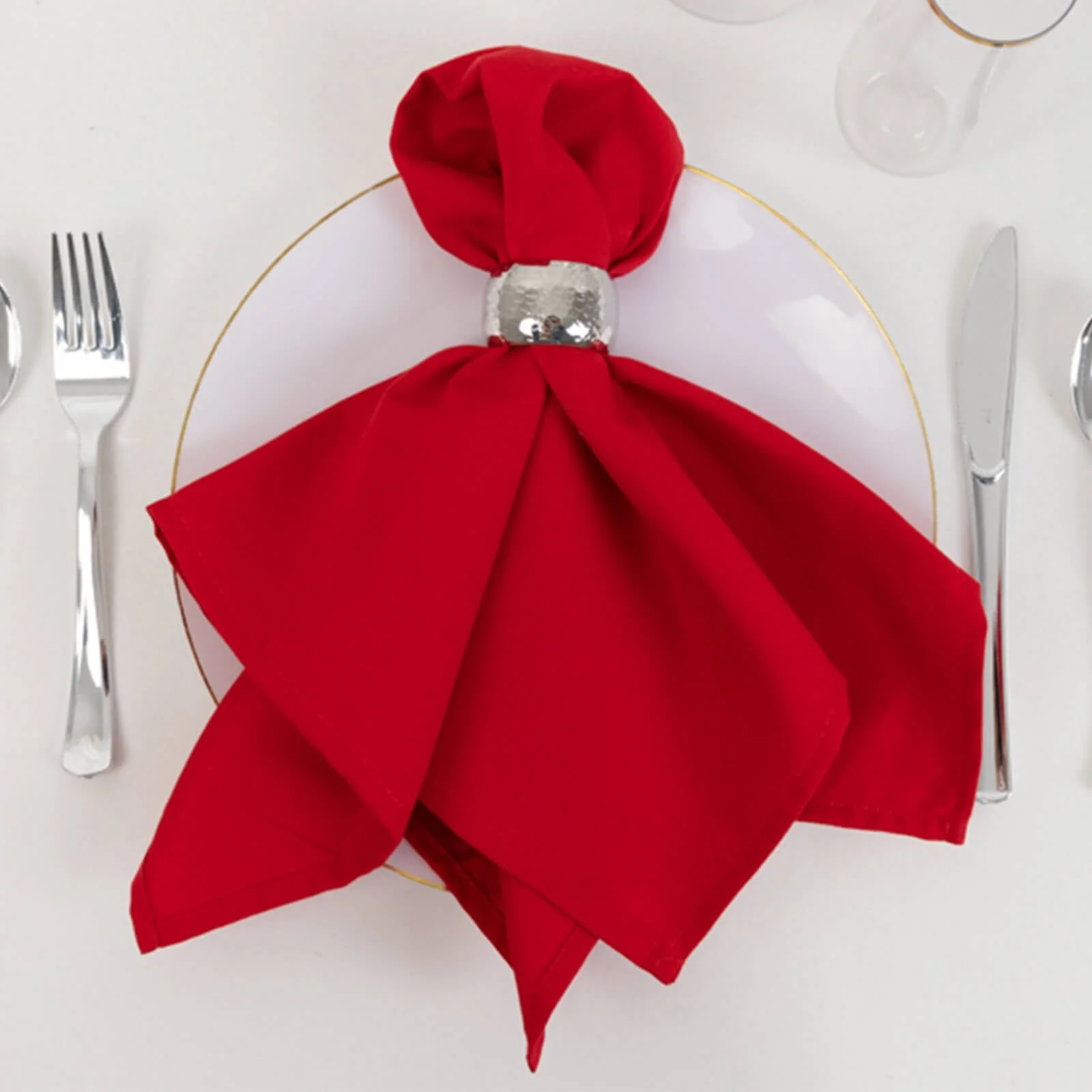 5 Pack Cotton Blend Napkins 20"x20" Red - Durable & Wrinkle Resistant Cloth Napkins - Image 6