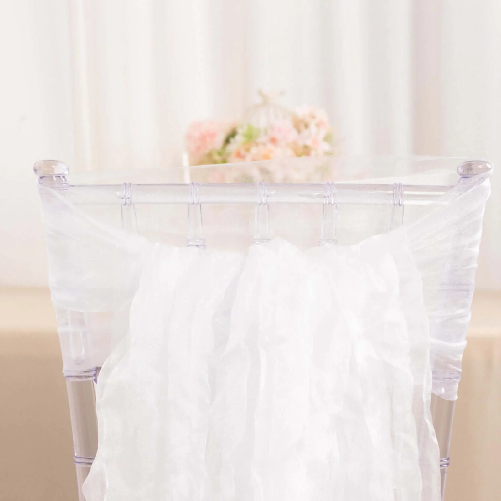 5 Pack Crinkled Organza Chair Sashes White - Sheer Shimmer Layered Chiffon Design for Events - Image 11