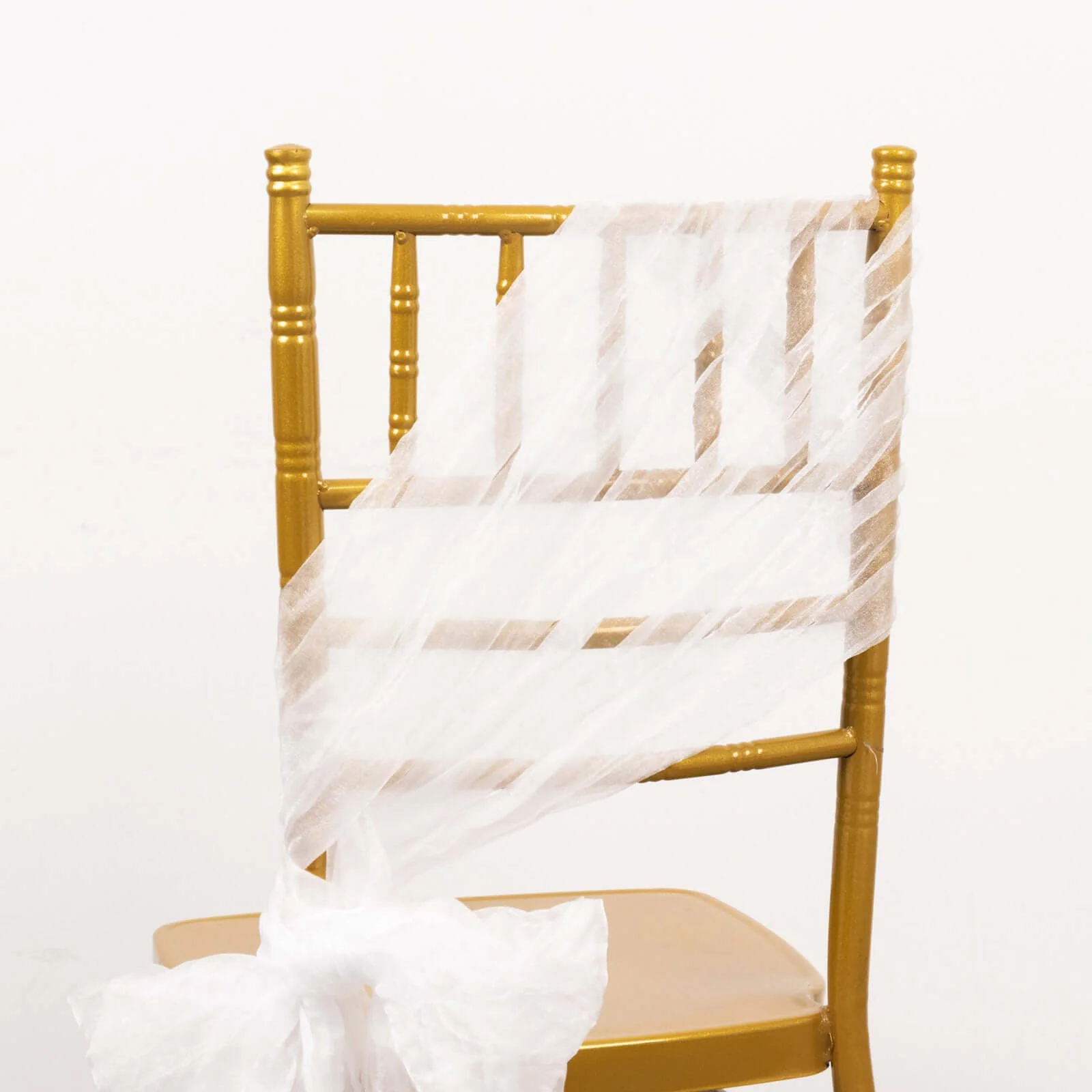 5 Pack Crinkled Organza Chair Sashes White - Sheer Shimmer Layered Chiffon Design for Events - Image 6