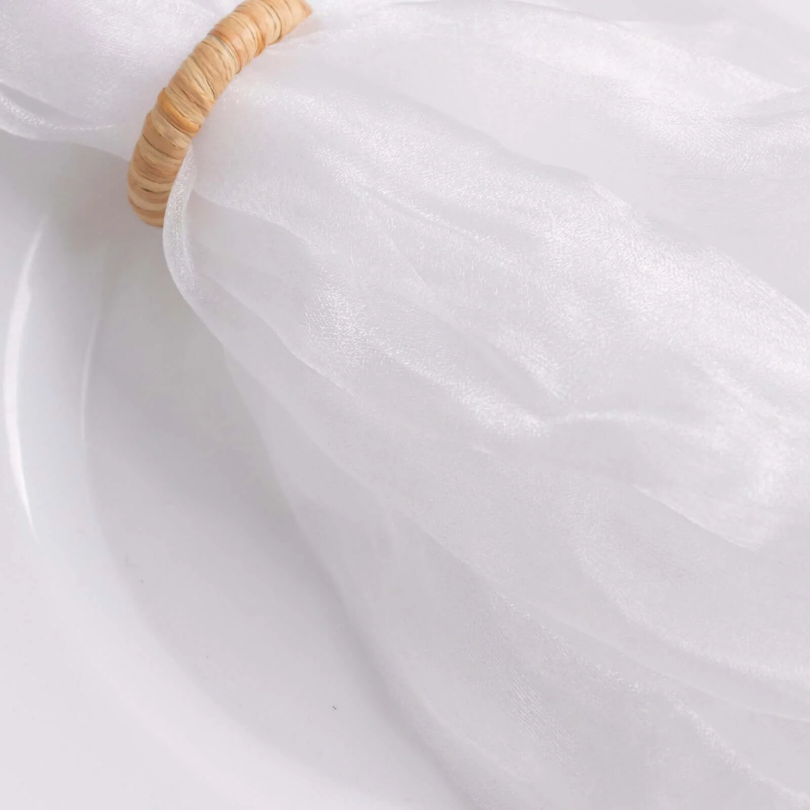 5 Pack Crinkled Organza Napkins 21"x21" White - Sheer Lightweight Cloth Napkins for Weddings & Events - Image 5