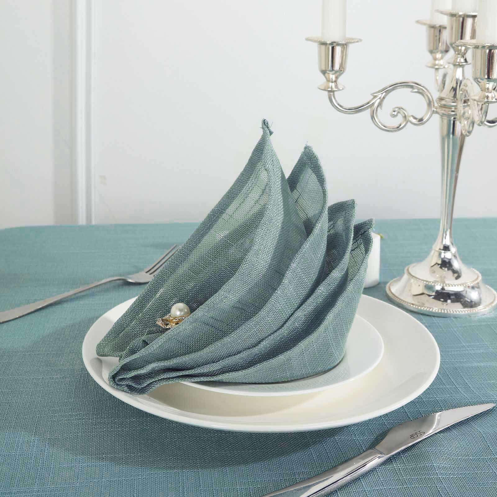 5 Pack Faux Linen Napkins 20"x20" Dusty Blue - Slubby Textured & Wrinkle Resistant Dinner Napkins - Image 7