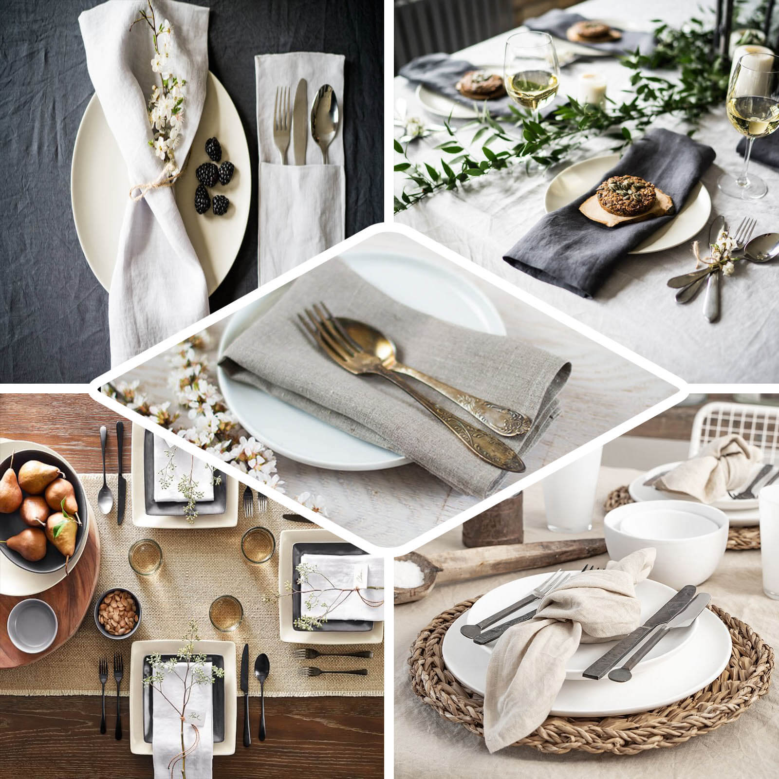 5 Pack Faux Linen Napkins 20"x20" Natural - Slubby Textured & Wrinkle Resistant Dinner Napkins - Image 4