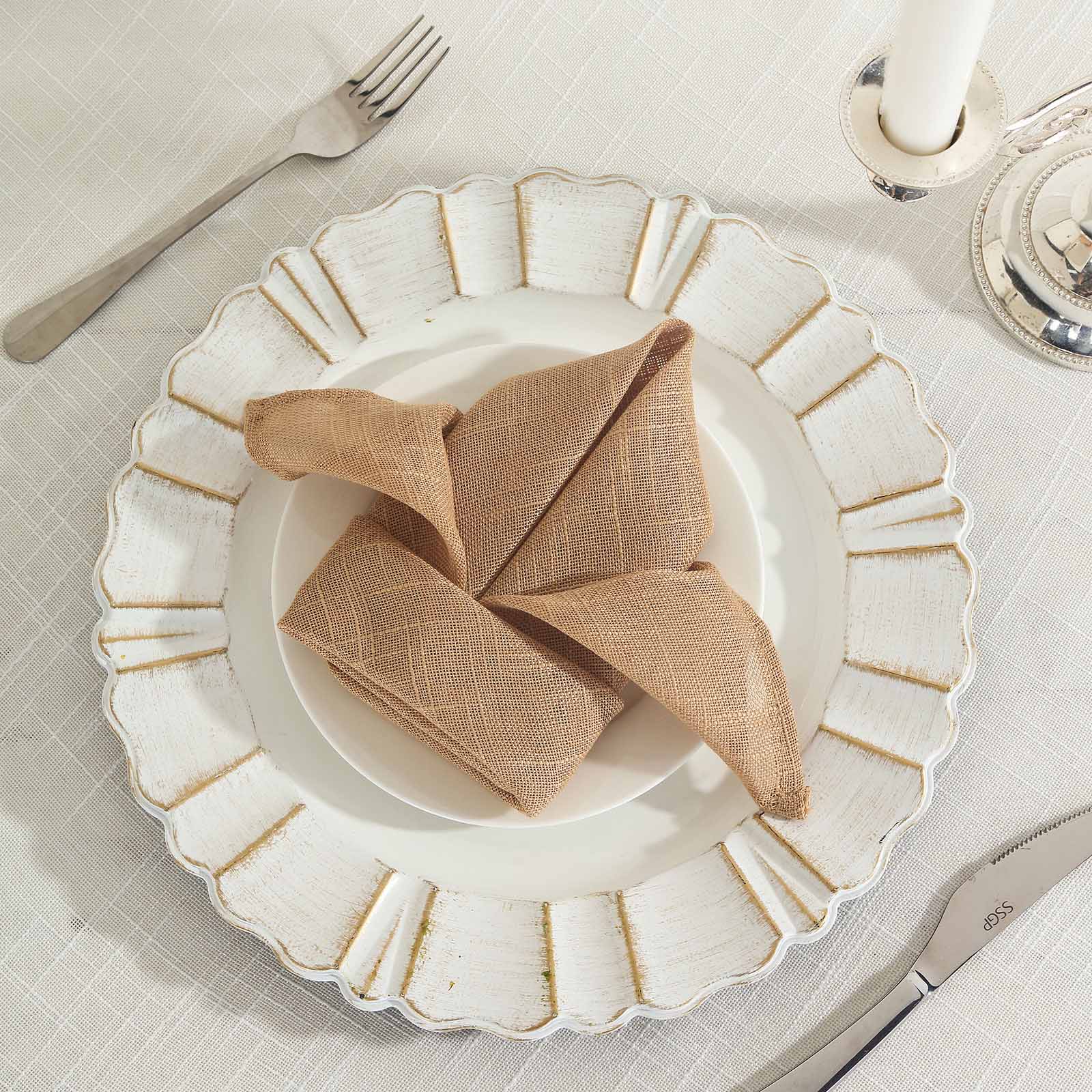 5 Pack Faux Linen Napkins 20"x20" Natural - Slubby Textured & Wrinkle Resistant Dinner Napkins - Image 5