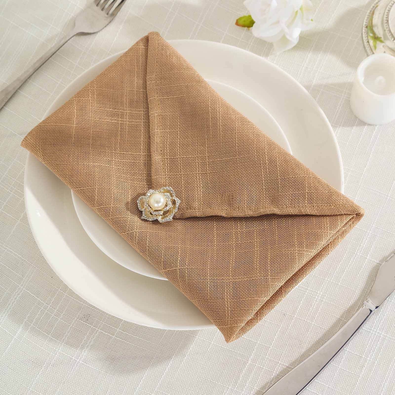 5 Pack Faux Linen Napkins 20"x20" Natural - Slubby Textured & Wrinkle Resistant Dinner Napkins - Image 6