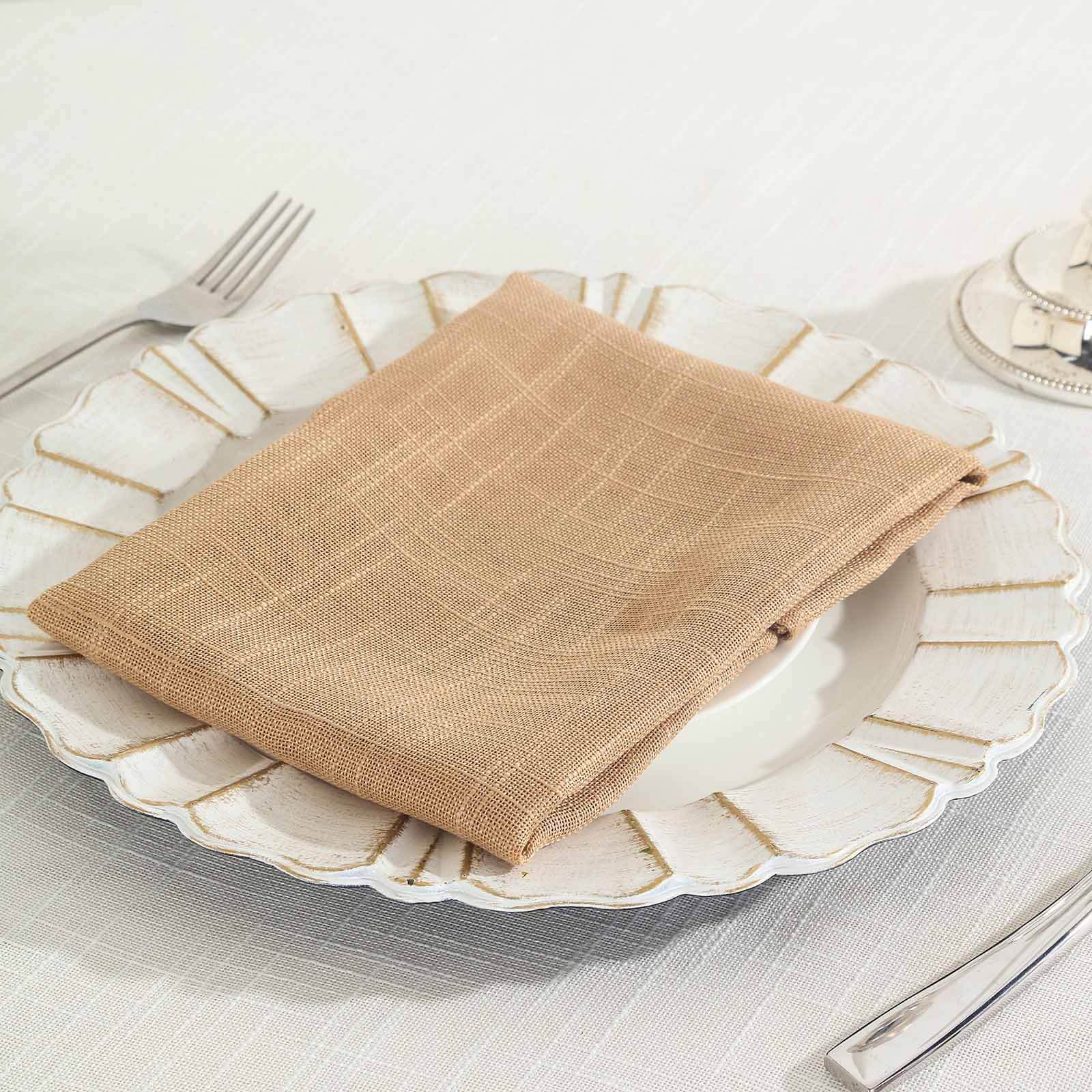 5 Pack Faux Linen Napkins 20"x20" Natural - Slubby Textured & Wrinkle Resistant Dinner Napkins - Image 7