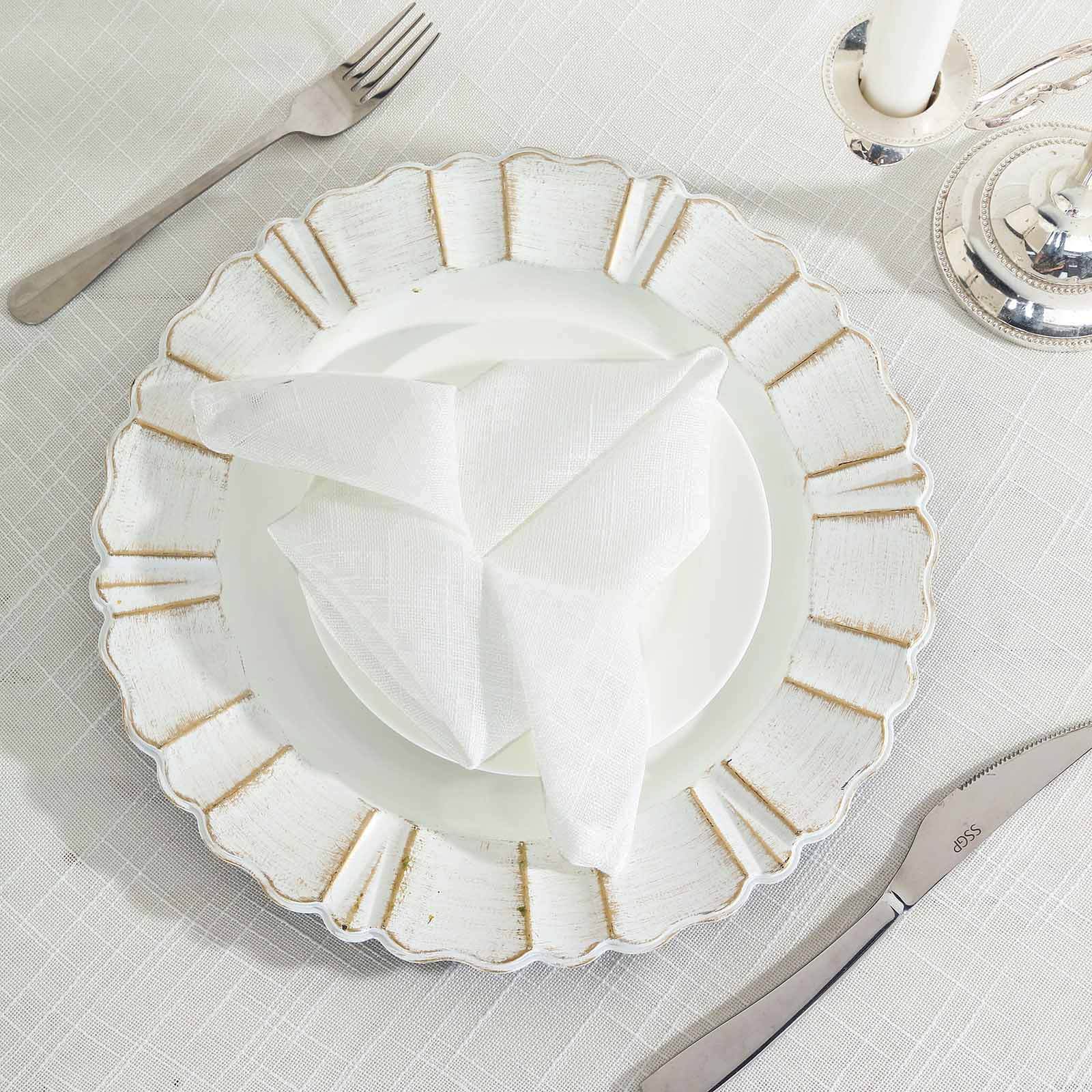 5 Pack Faux Linen Napkins 20"x20" White - Slubby Textured & Wrinkle Resistant Dinner Napkins for Rustic Boho Weddings and Events - Image 6