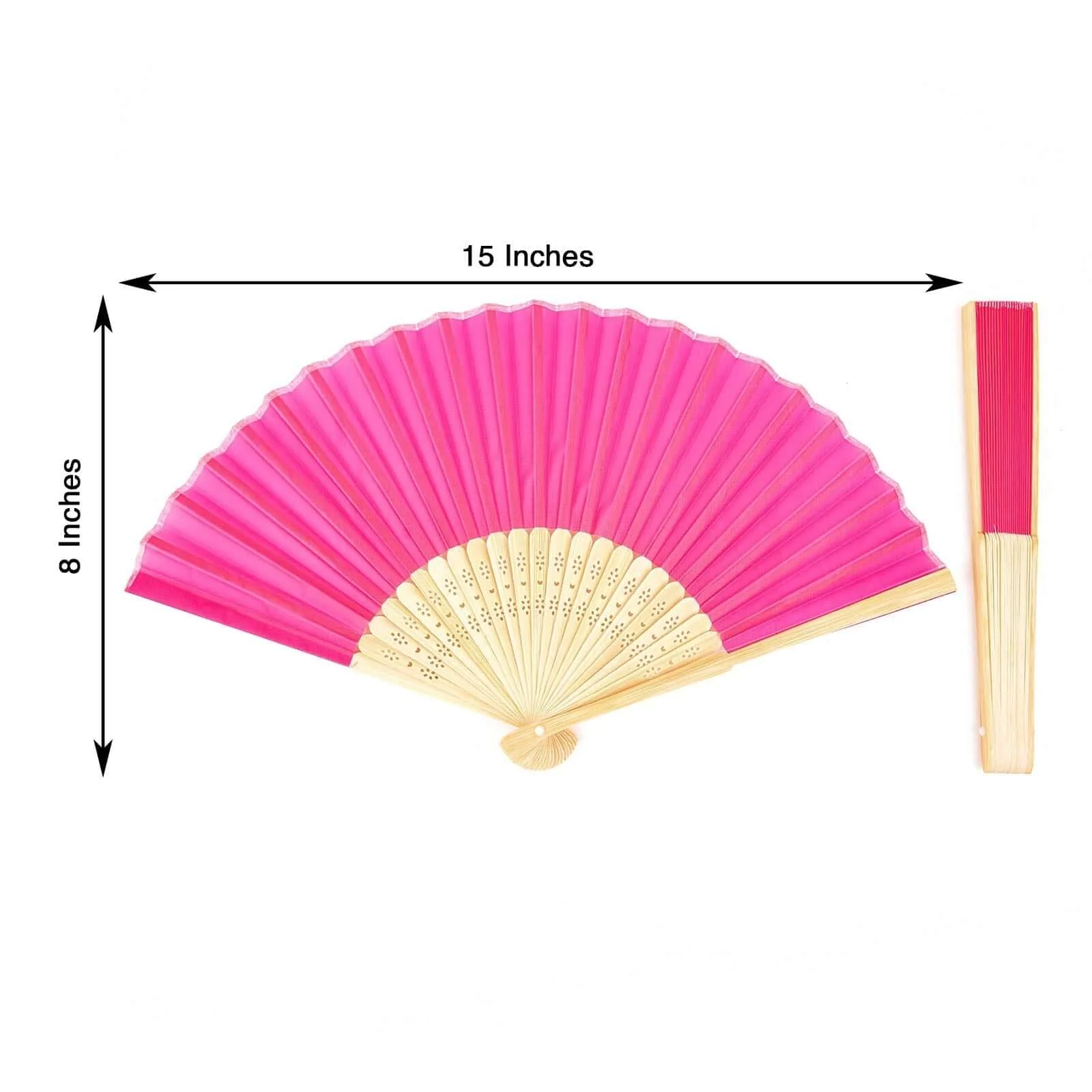 5 Pack Fuchsia Asian Silk Folding Fans Party Favors, Oriental Folding Fan Favors - Image 3