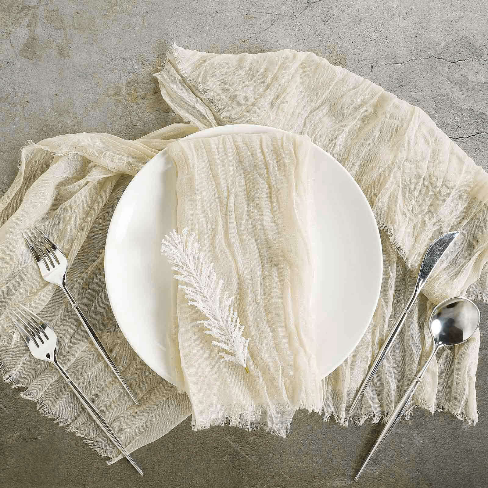5 Pack Gauze Cheesecloth Napkins 24"x19" Cream - Reusable Boho Dinner Napkins