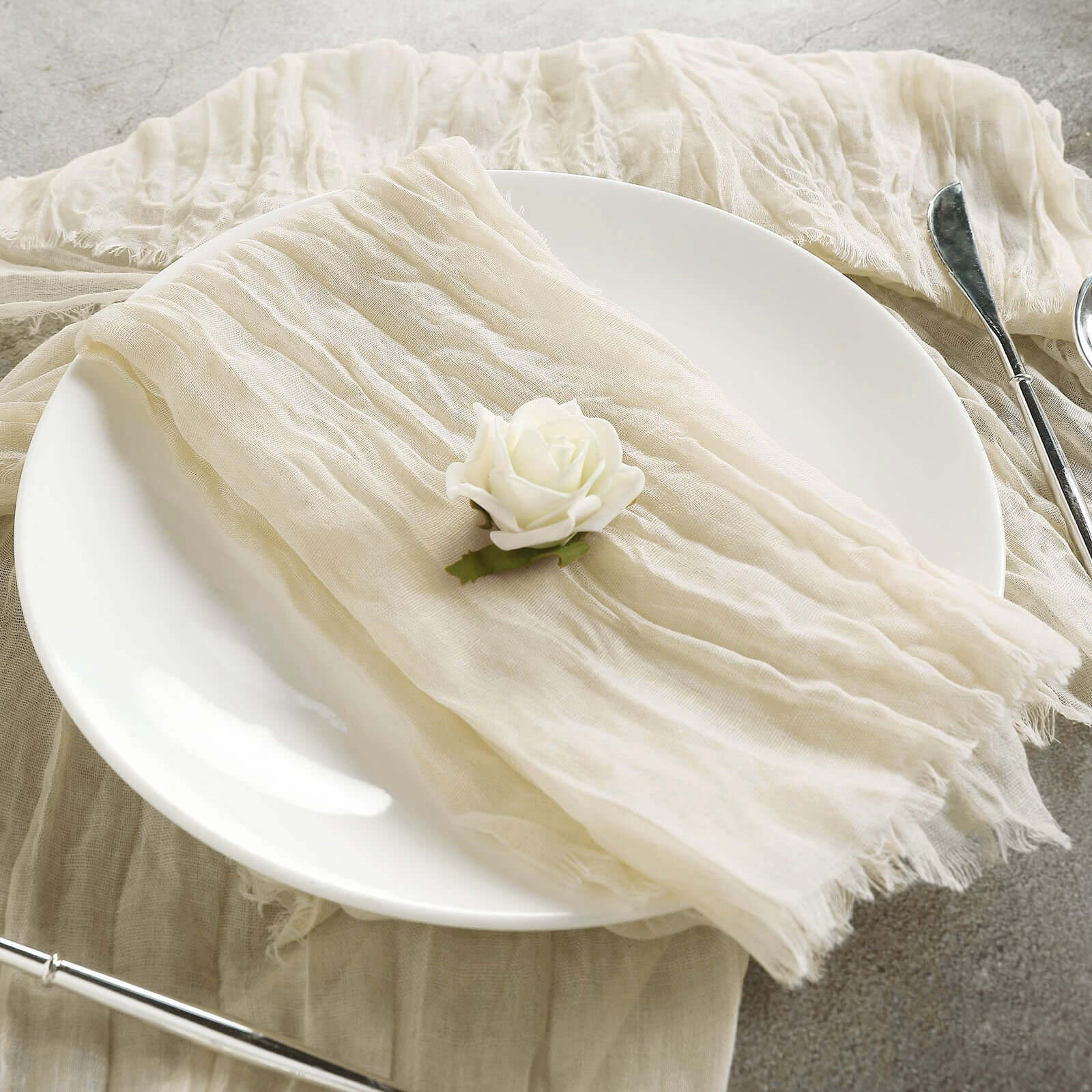 5 Pack Gauze Cheesecloth Napkins 24"x19" Cream - Reusable Boho Dinner Napkins - Image 4