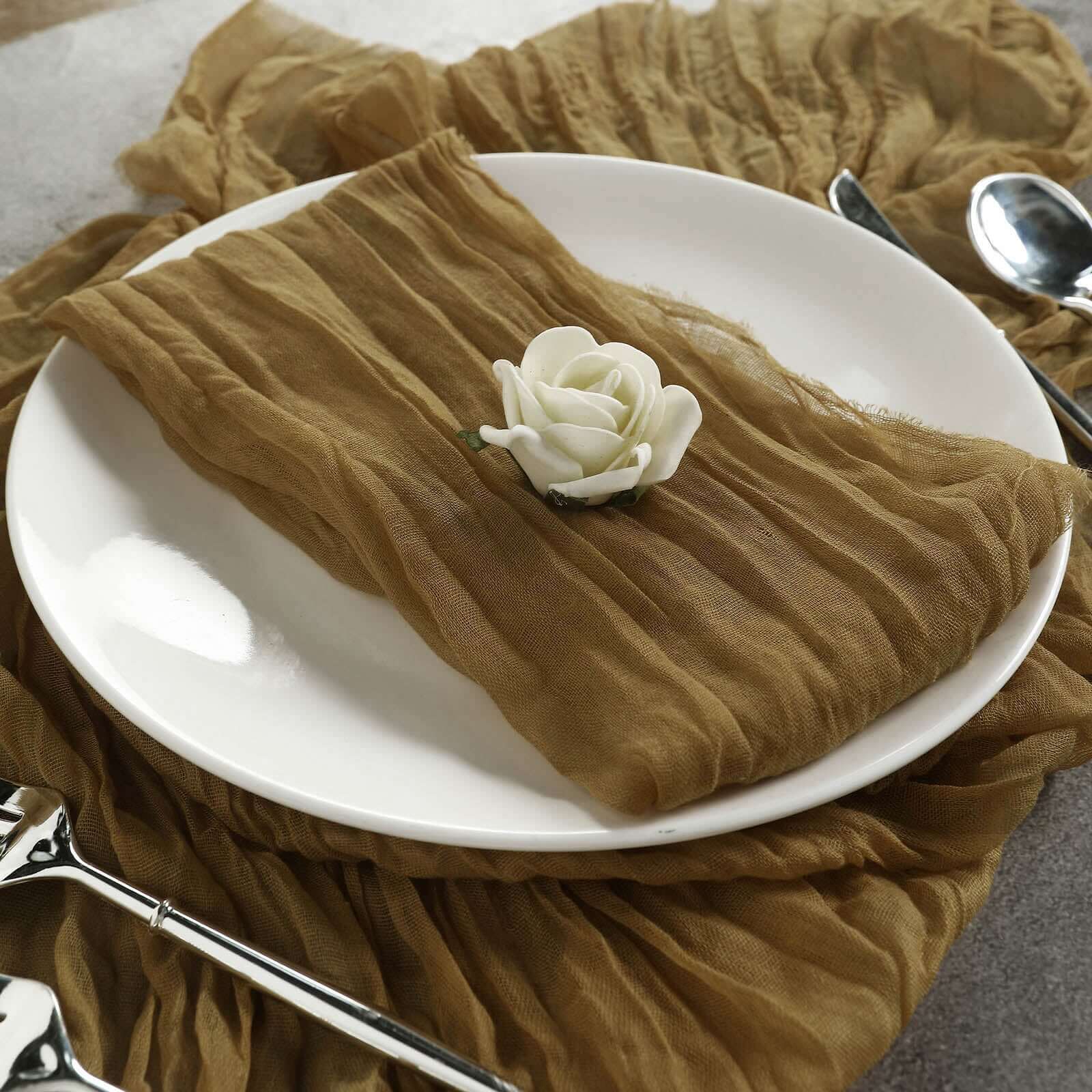 5 Pack Gauze Cheesecloth Napkins 24"x19" Gold - Reusable Cloth Napkins for Rustic Farmhouse Table Settings - Image 12