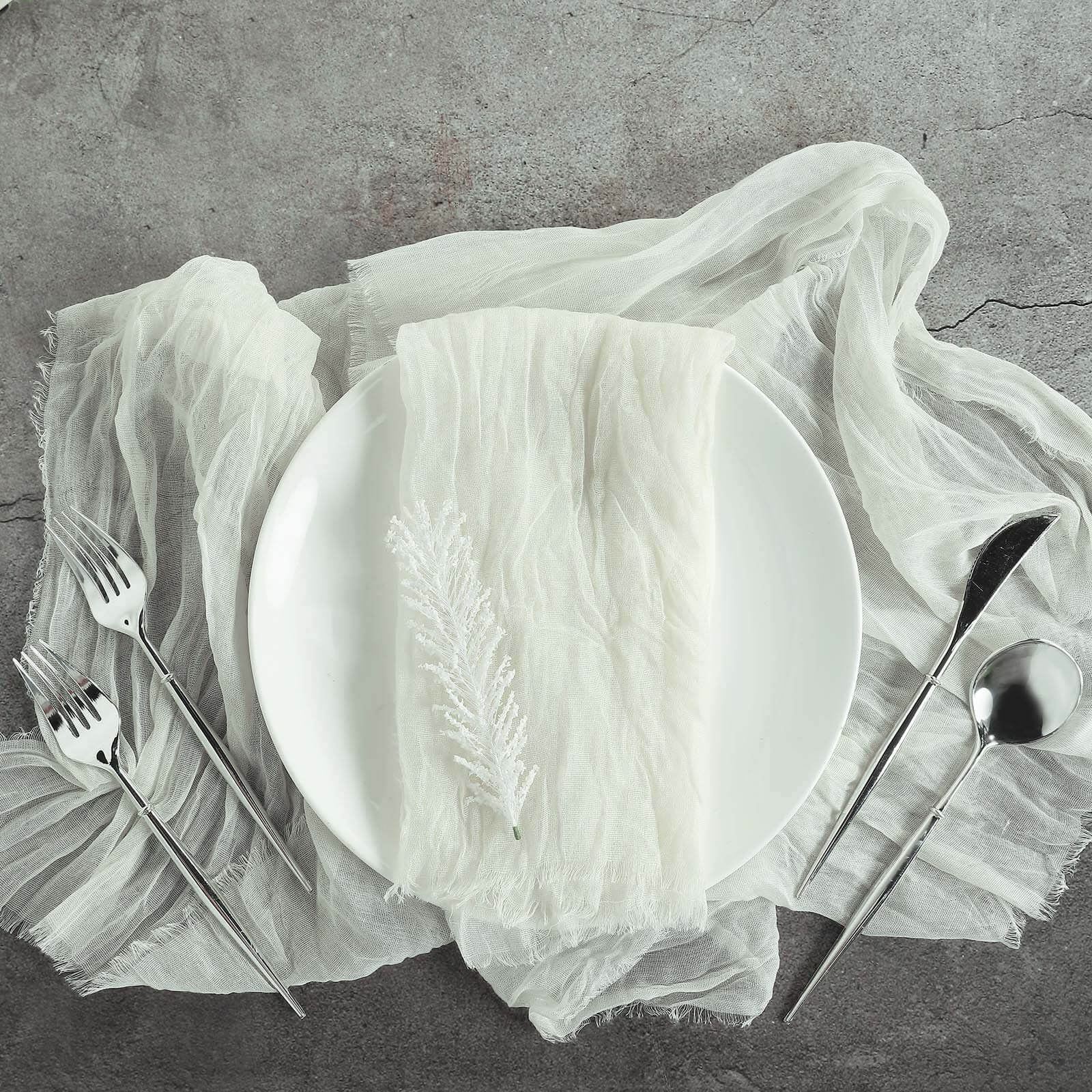 5 Pack Gauze Cheesecloth Napkins 24"x19" Ivory - Reusable Boho Dinner Napkins