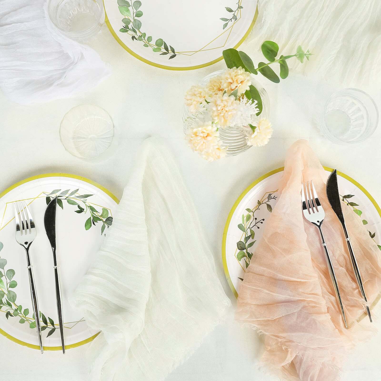 5 Pack Gauze Cheesecloth Napkins 24"x19" Ivory - Reusable Boho Dinner Napkins - Image 6