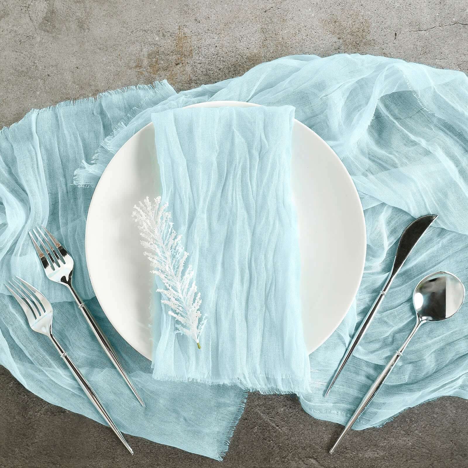 5 Pack Gauze Cheesecloth Napkins 24"x19" Light Blue - Reusable Boho Dinner Napkins