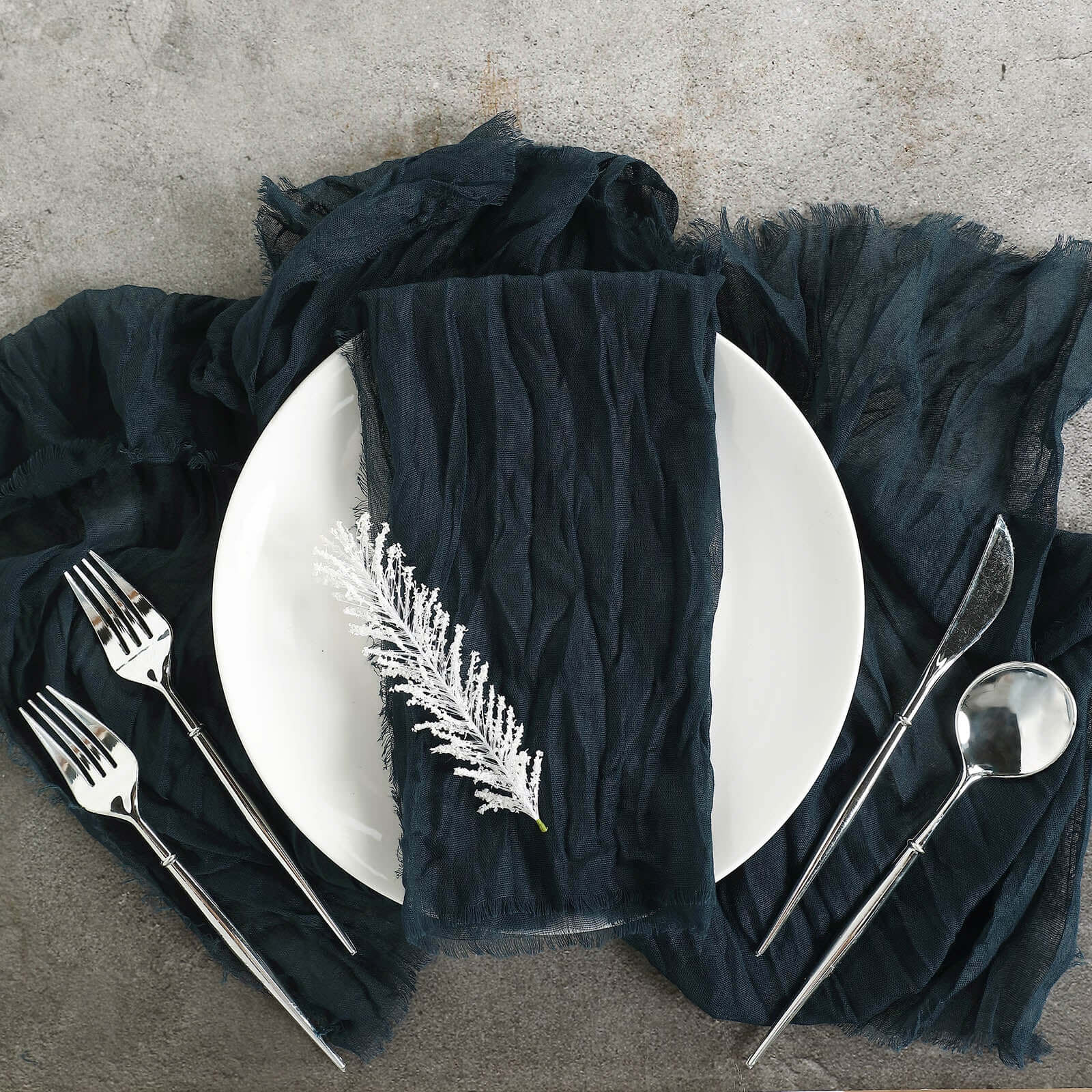 5 Pack Gauze Cheesecloth Napkins 24"x19" Navy Blue - Reusable Boho Dinner Napkins