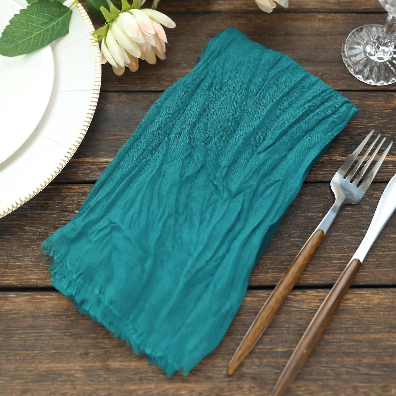 5 Pack Gauze Cheesecloth Napkins 24"x19" Peacock Teal - Reusable Boho Dinner Napkins - Image 8