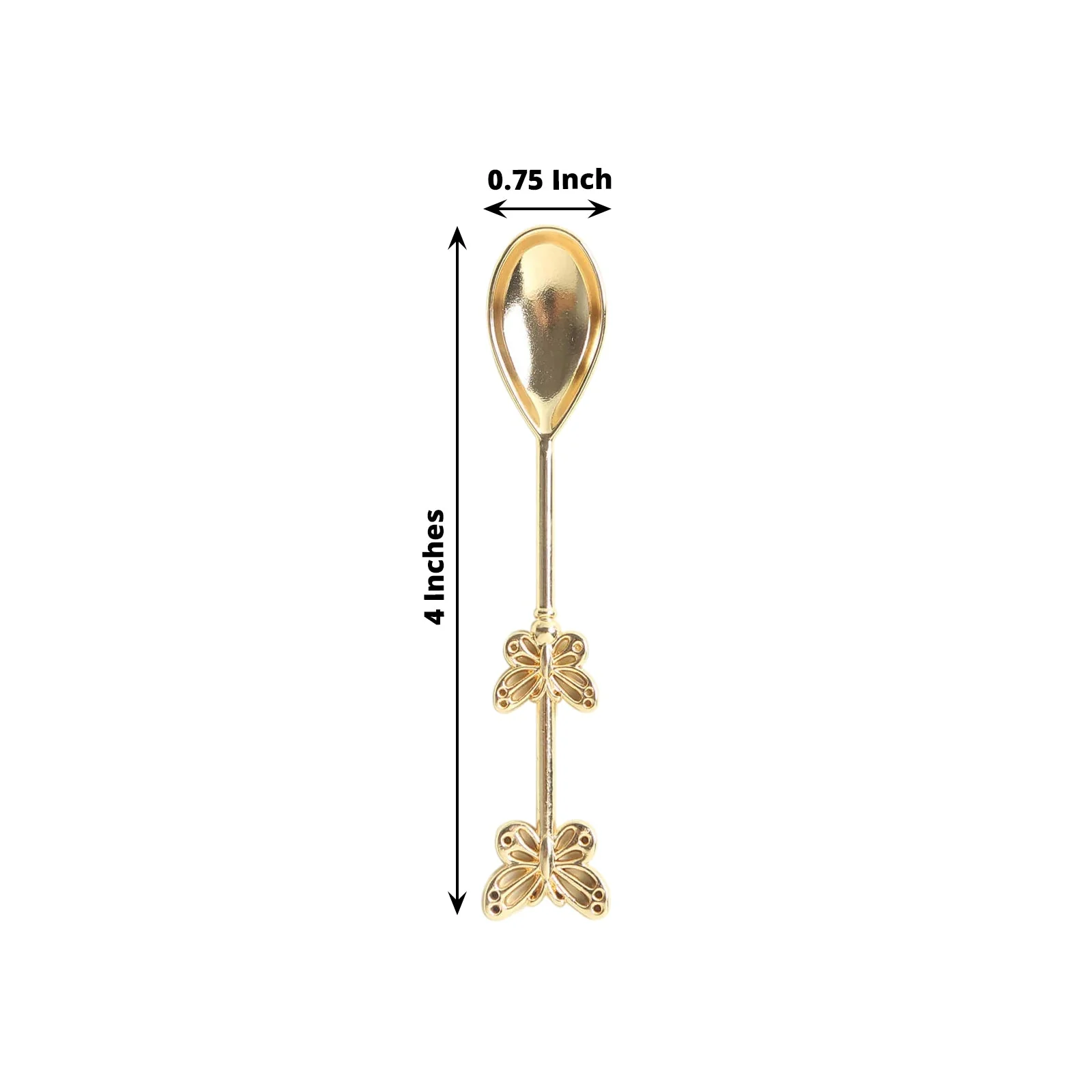 5 Pack Gold Metal Butterfly Handle Coffee Spoons - Image 3