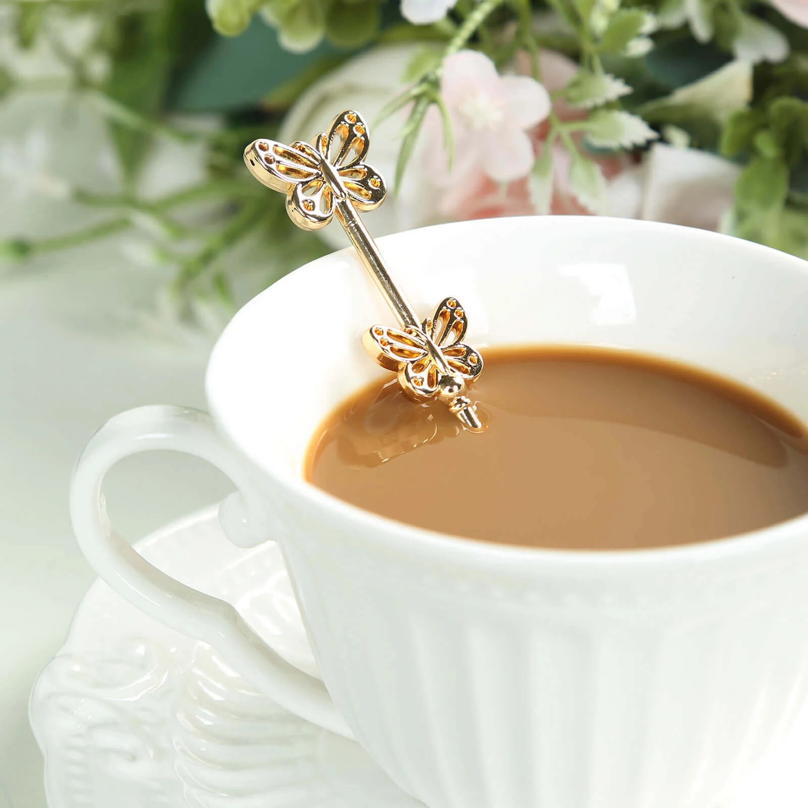 5 Pack Gold Metal Butterfly Handle Coffee Spoons - Image 9