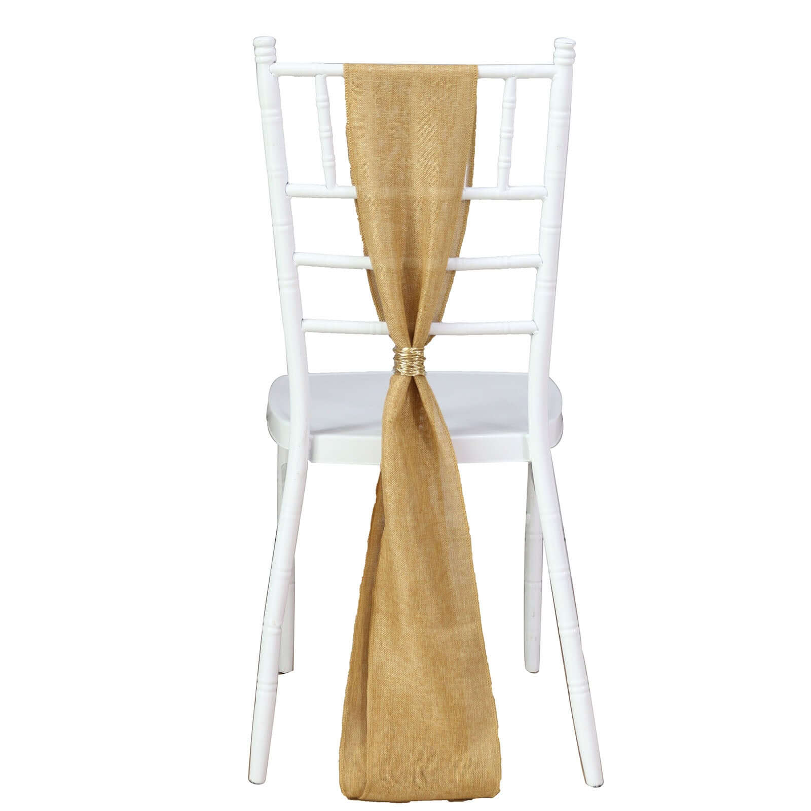 5 Pack Jute Faux Burlap Chair Sashes 6"x108" Gold - Boho Chic Linen Decor for Events - Image 6