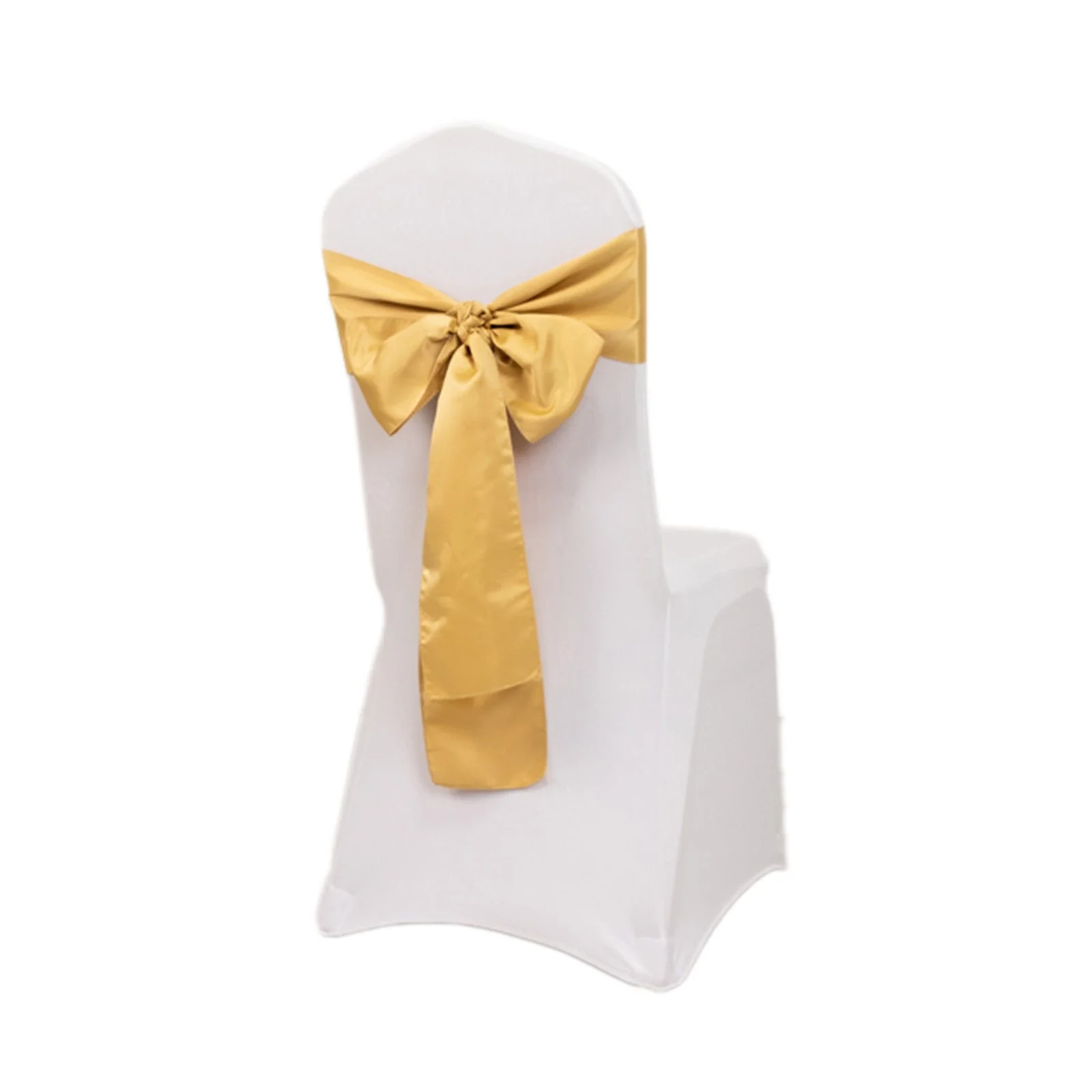 5 Pack Lamour Satin Chair Sashes 6"x106" Champagne - Reusable Decorative Bows - Image 6