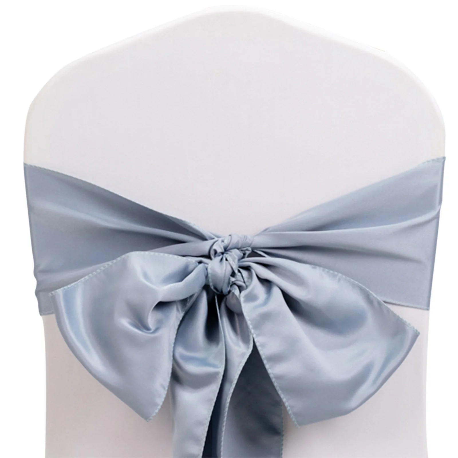 5 Pack Lamour Satin Chair Sashes 6"x106" Dusty Blue - Reusable Decorative Bows - Image 3