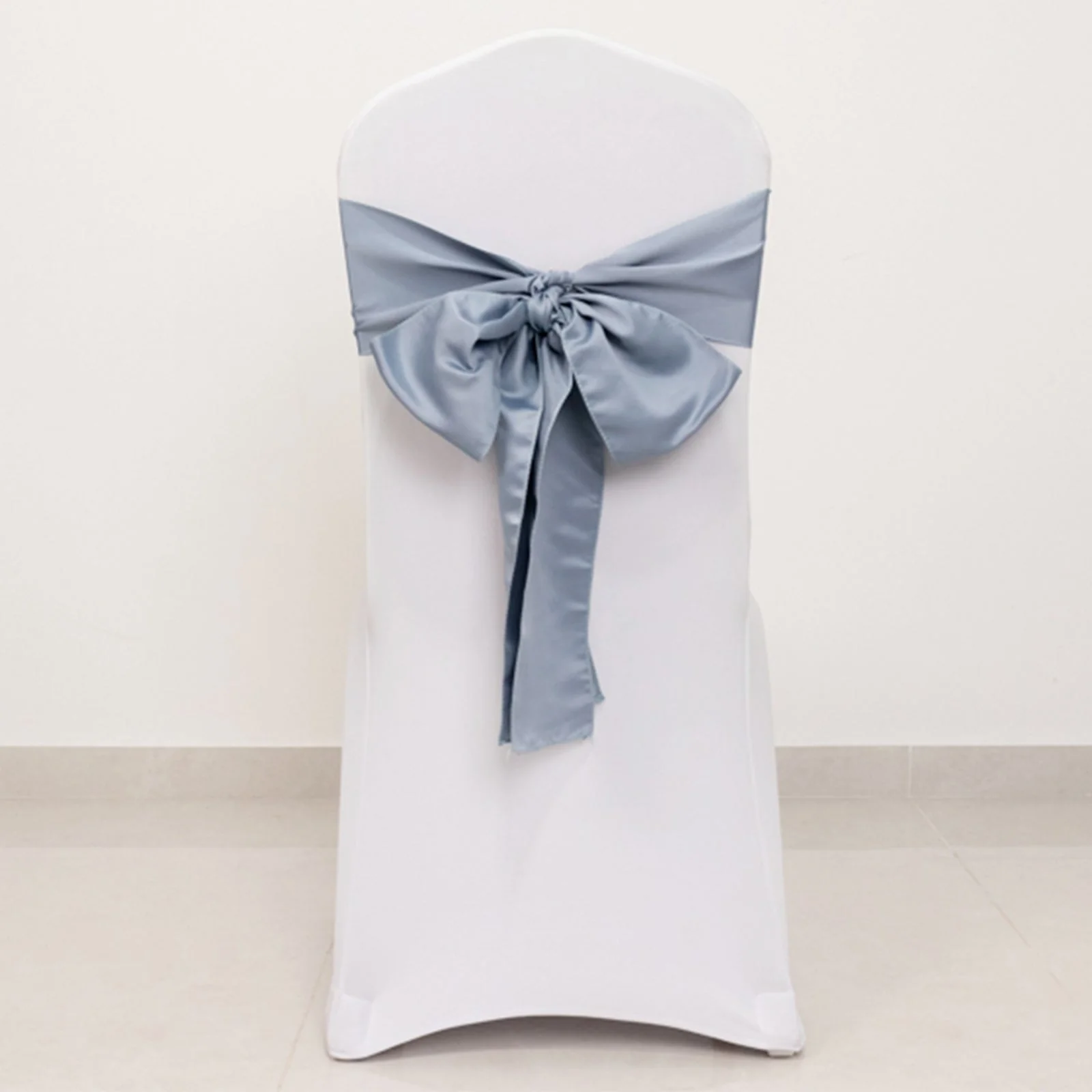 5 Pack Lamour Satin Chair Sashes 6"x106" Dusty Blue - Reusable Decorative Bows - Image 5