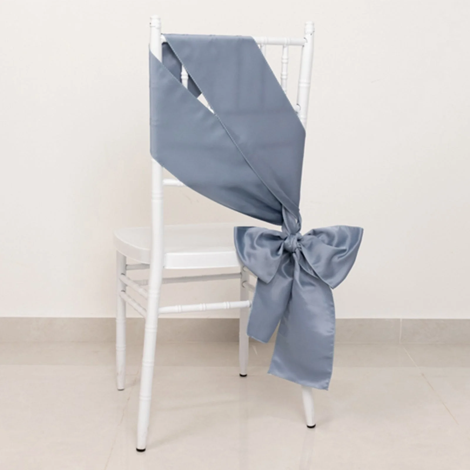 5 Pack Lamour Satin Chair Sashes 6"x106" Dusty Blue - Reusable Decorative Bows - Image 6