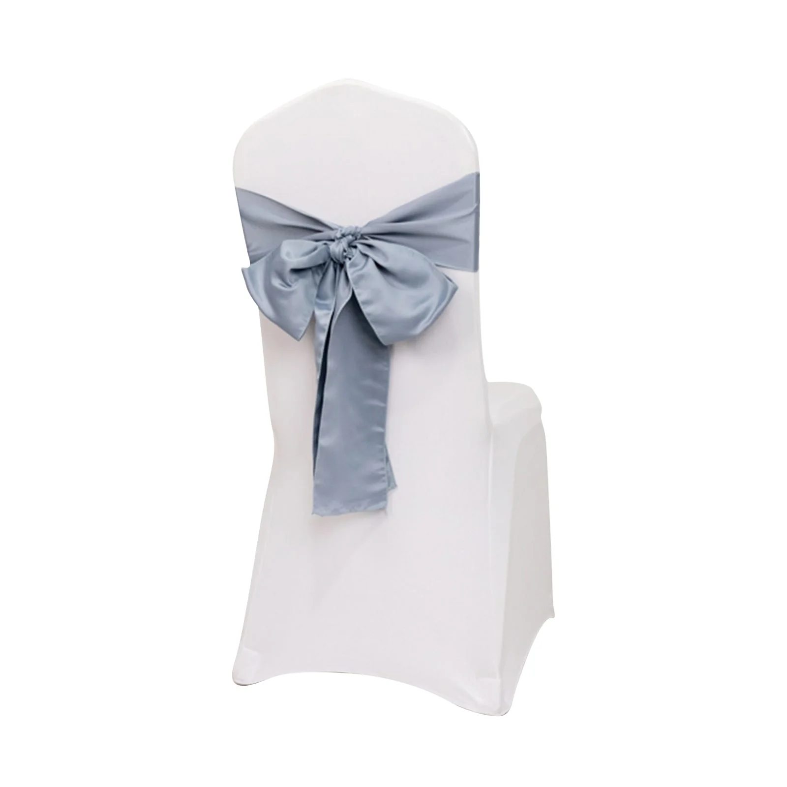 5 Pack Lamour Satin Chair Sashes 6"x106" Dusty Blue - Reusable Decorative Bows - Image 7