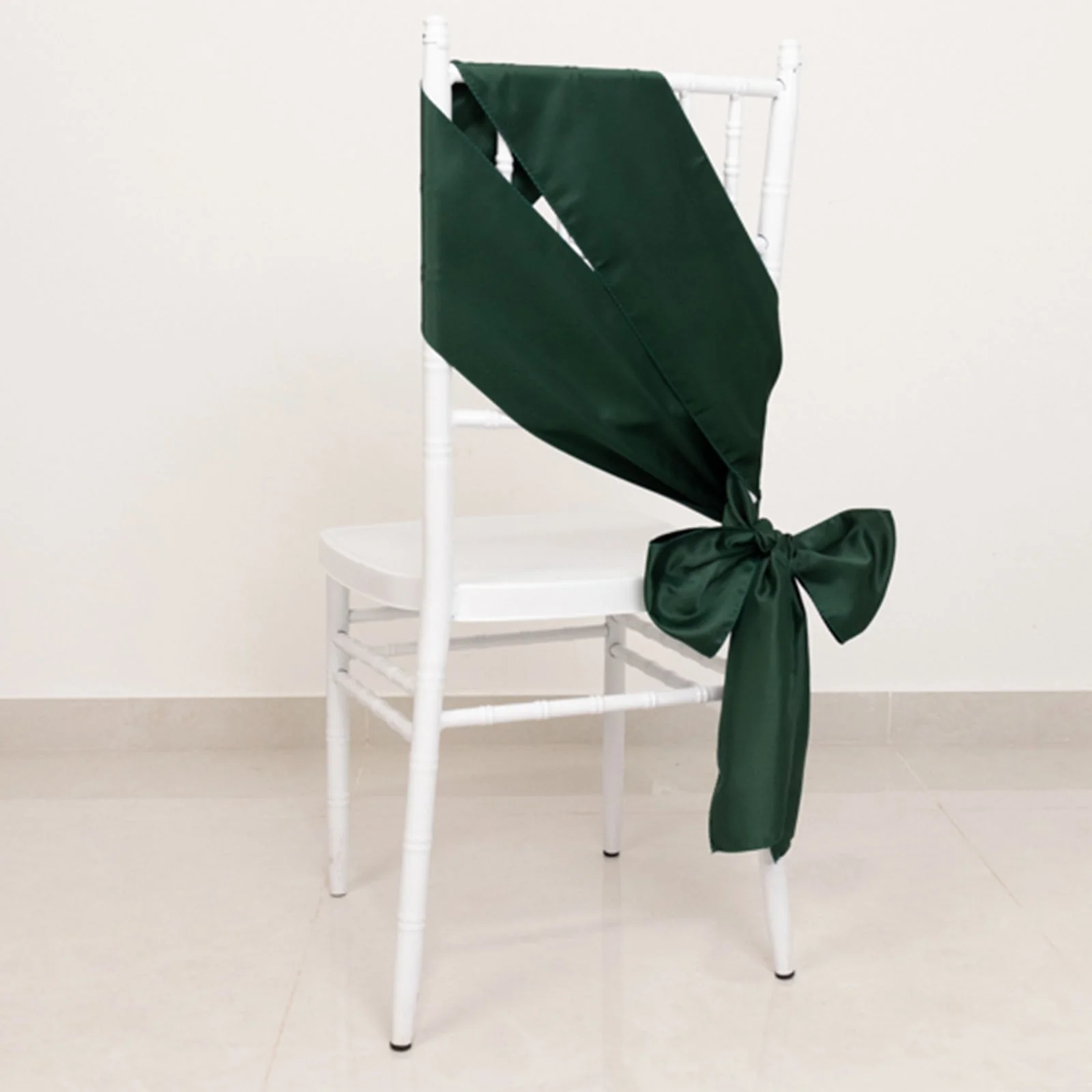 5 Pack Lamour Satin Chair Sashes 6"x106" Hunter Emerald Green - Reusable Decorative Bows - Image 4