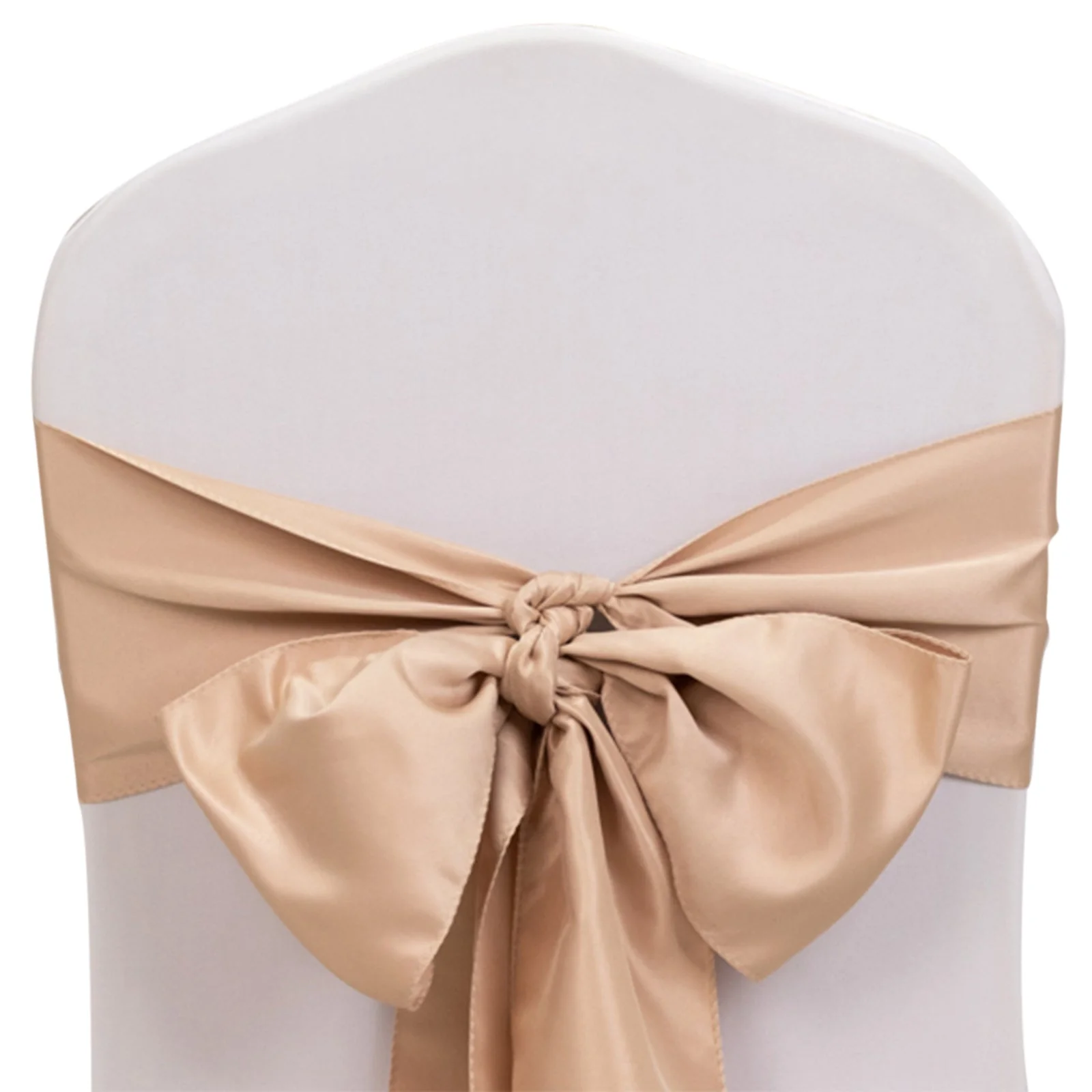 5 Pack Lamour Satin Chair Sashes 6"x106" Nude - Reusable Decorative Bows - Image 3