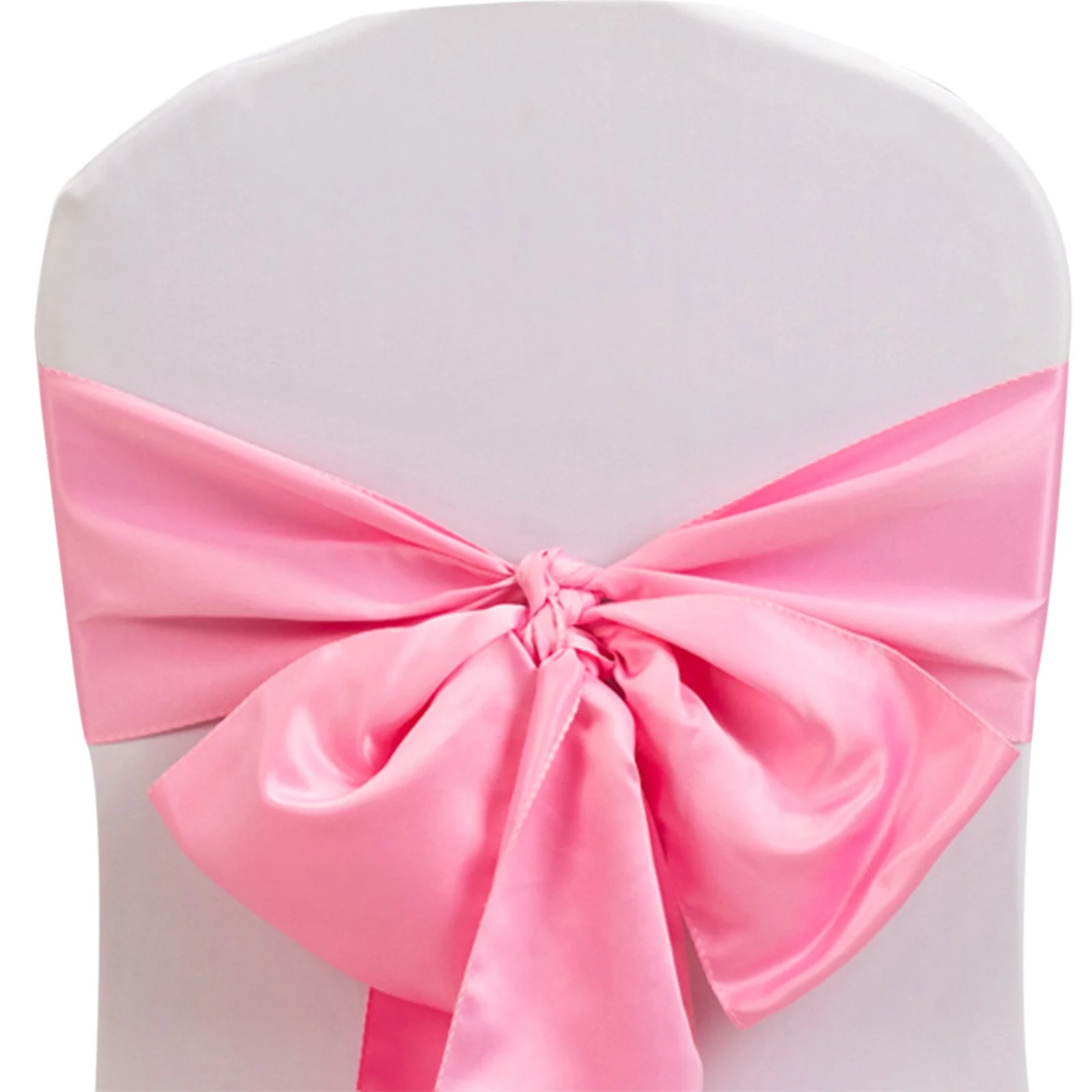 5 Pack Lamour Satin Chair Sashes 6"x106" Pink - Reusable Decorative Bows - Image 3