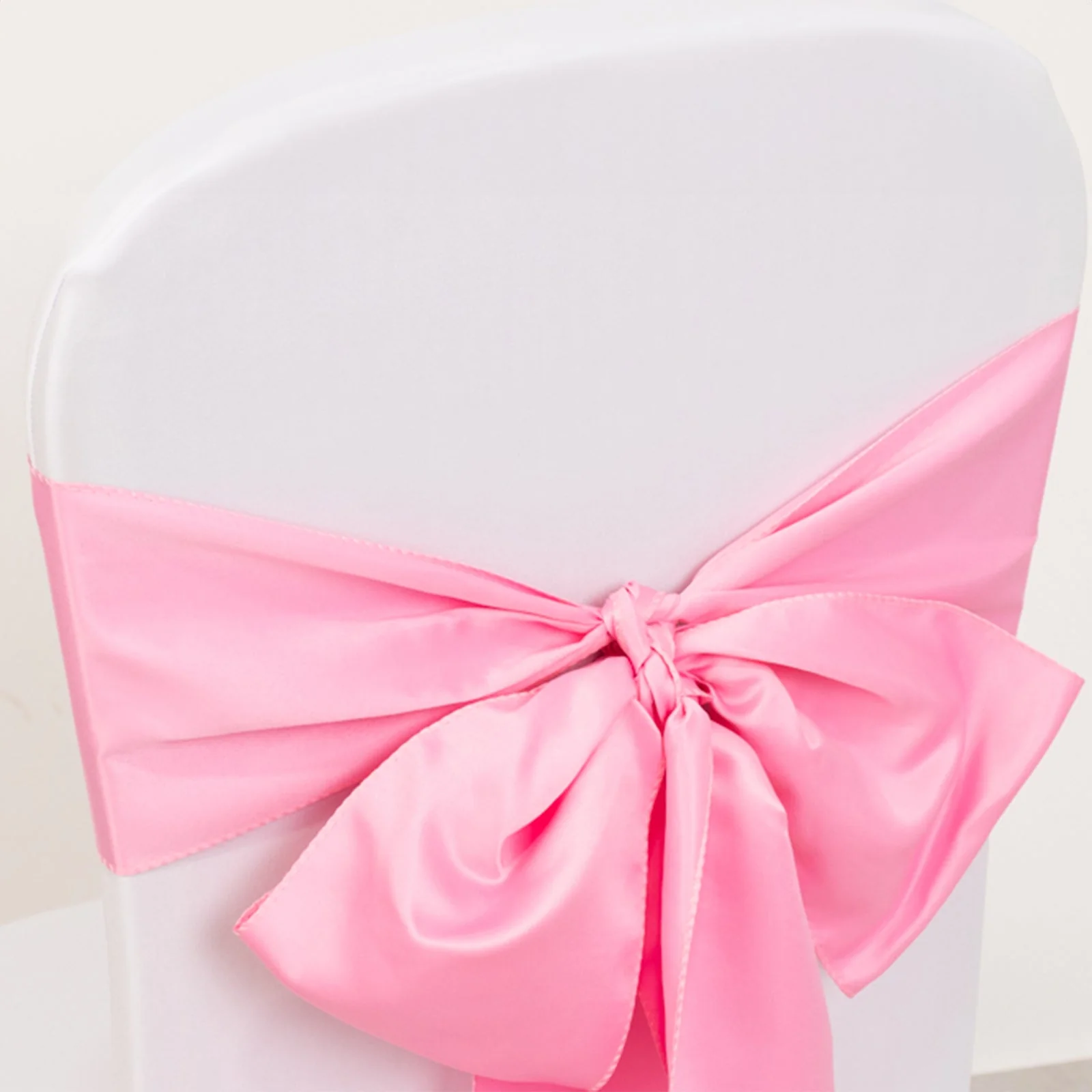 5 Pack Lamour Satin Chair Sashes 6"x106" Pink - Reusable Decorative Bows - Image 6