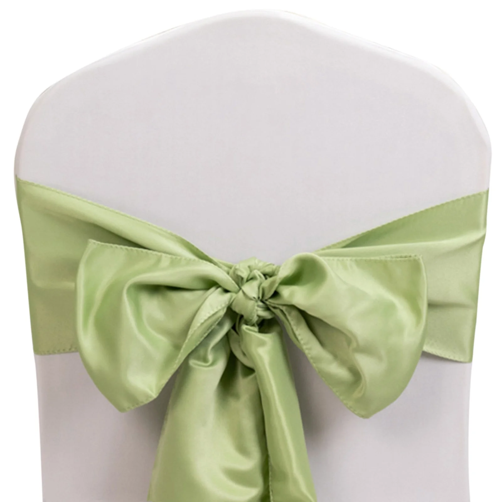 5 Pack Lamour Satin Chair Sashes 6"x106" Sage Green - Reusable Decorative Bows - Image 3