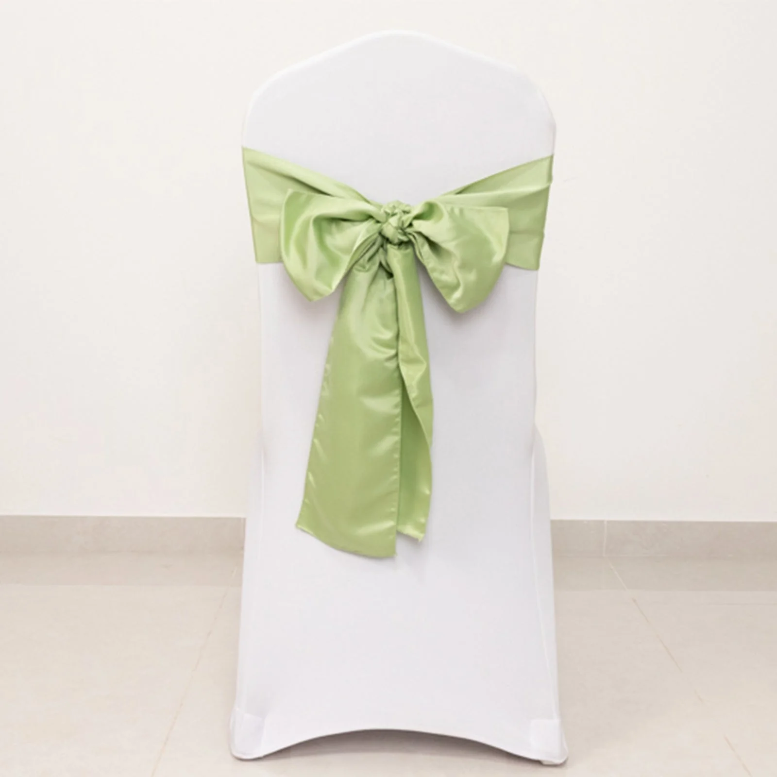 5 Pack Lamour Satin Chair Sashes 6"x106" Sage Green - Reusable Decorative Bows - Image 5