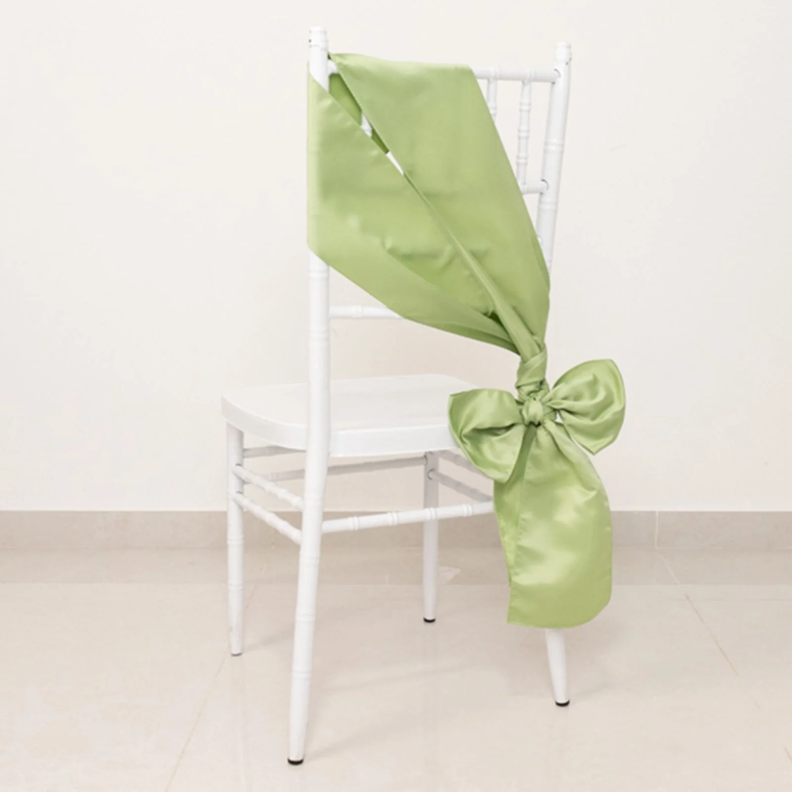 5 Pack Lamour Satin Chair Sashes 6"x106" Sage Green - Reusable Decorative Bows - Image 6