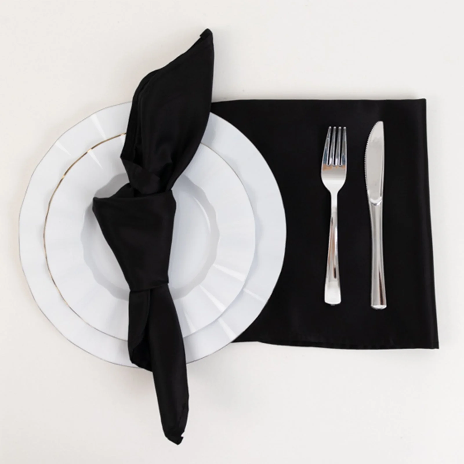 5 Pack Lamour Satin Napkins 20"x20" Black - Luxe Soft Matte Textured Cloth Napkins for Weddings, Parties & Formal Events - Image 4