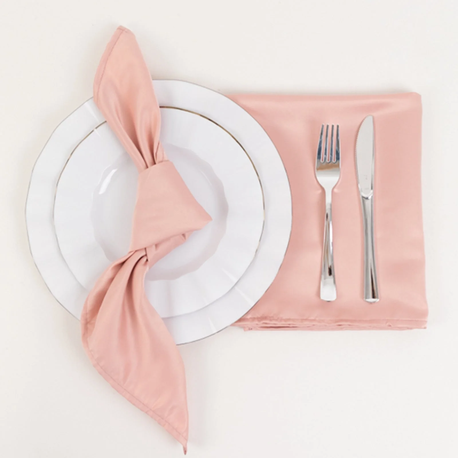 5 Pack Lamour Satin Napkins 20"x20" Dusty Rose - Soft Matte Textured Dinner Napkins - Image 4