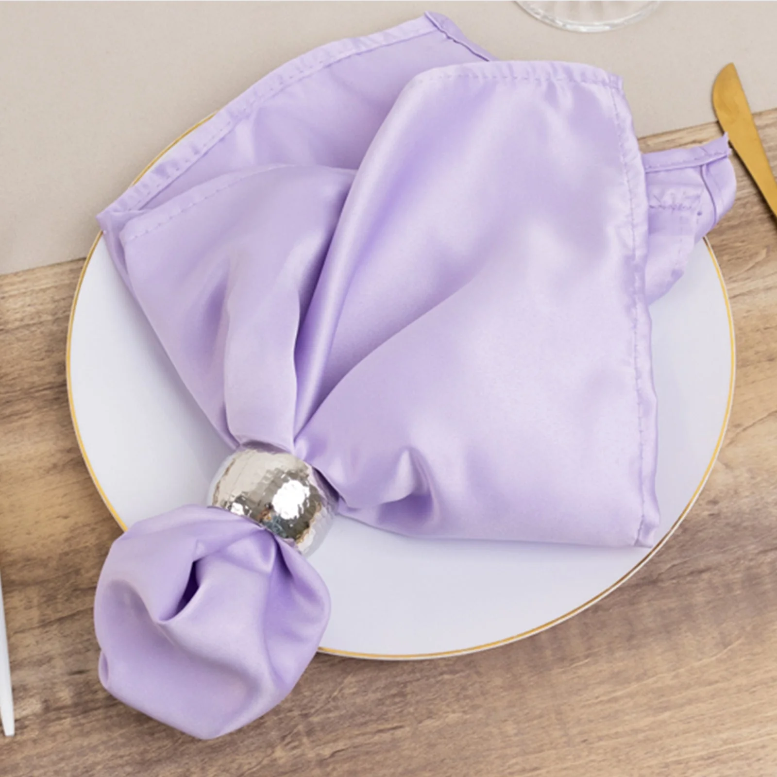 5 Pack Lamour Satin Napkins 20"x20" Lavender Lilac - Soft Matte Textured Dinner Napkins - Image 6